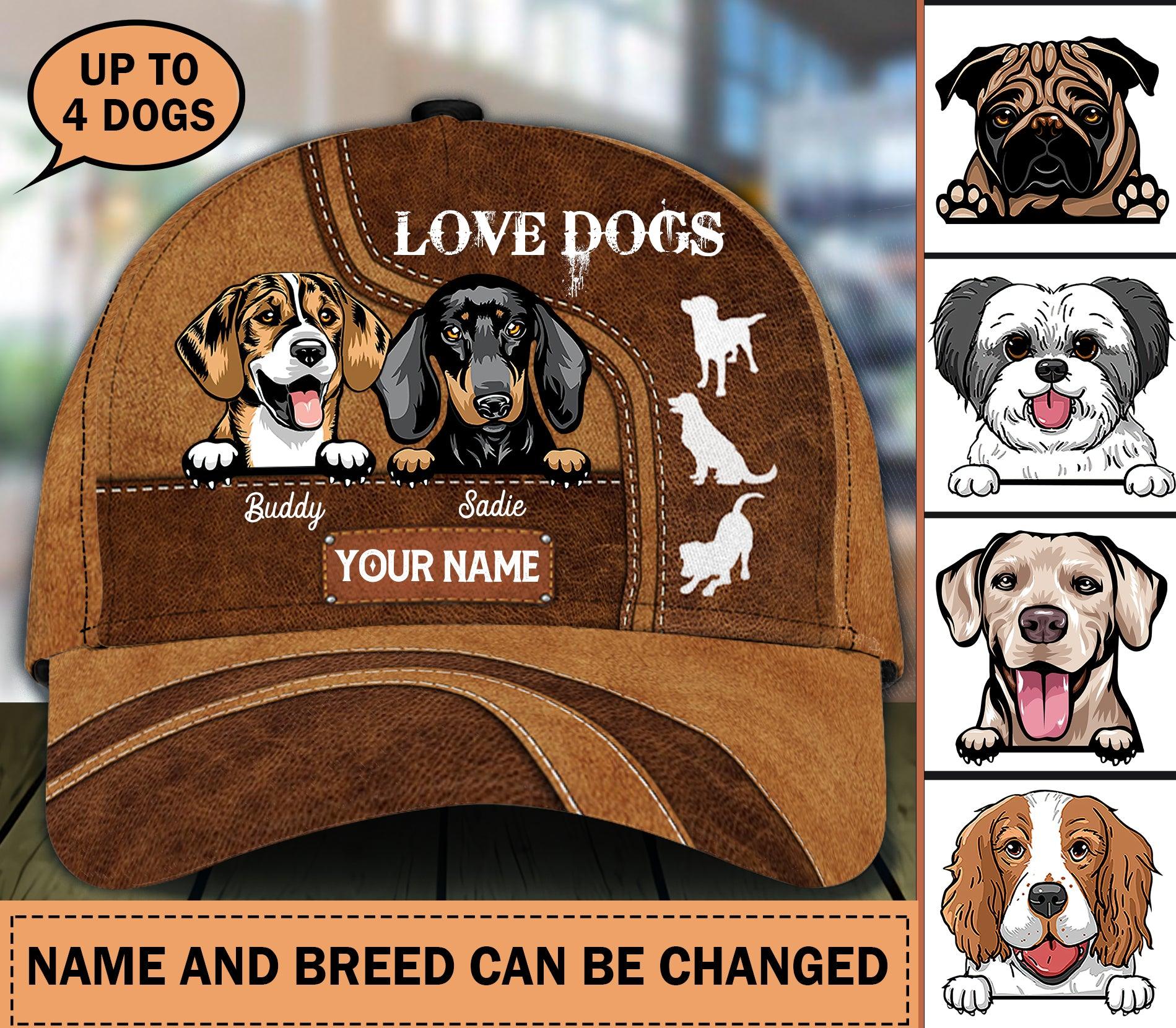 Dog Personalized Classic Cap, Personalized Gift for Dog Lovers, Dog Dad, Dog Mom Trucker Hats Custom Hats Gifts For Men & Women