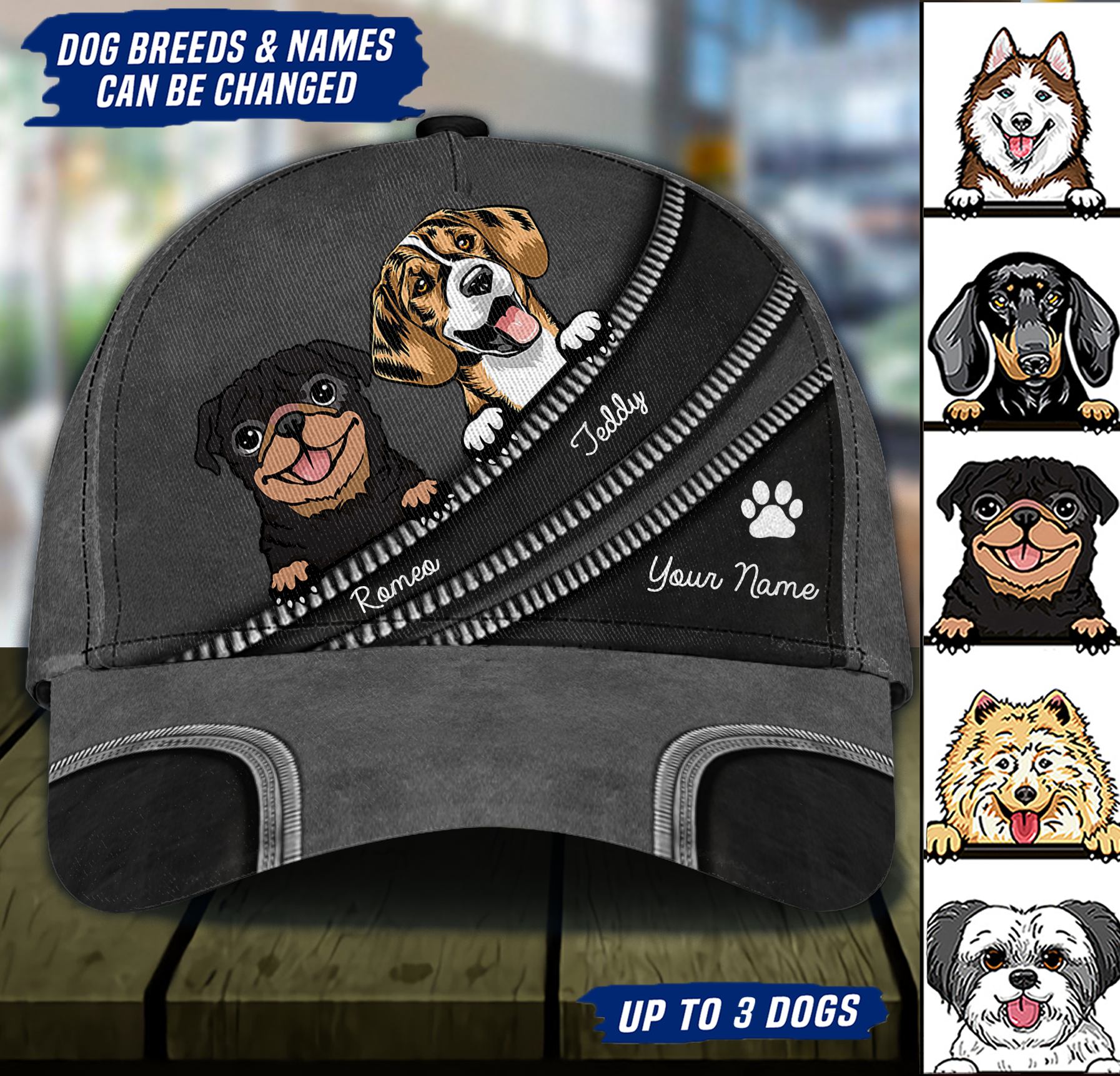 Dog Personalized Classic Cap, Personalized Gift for Dog Lovers, Dog Dad, Dog Mom Trucker Hats Custom Hats Gifts For Men & Women
