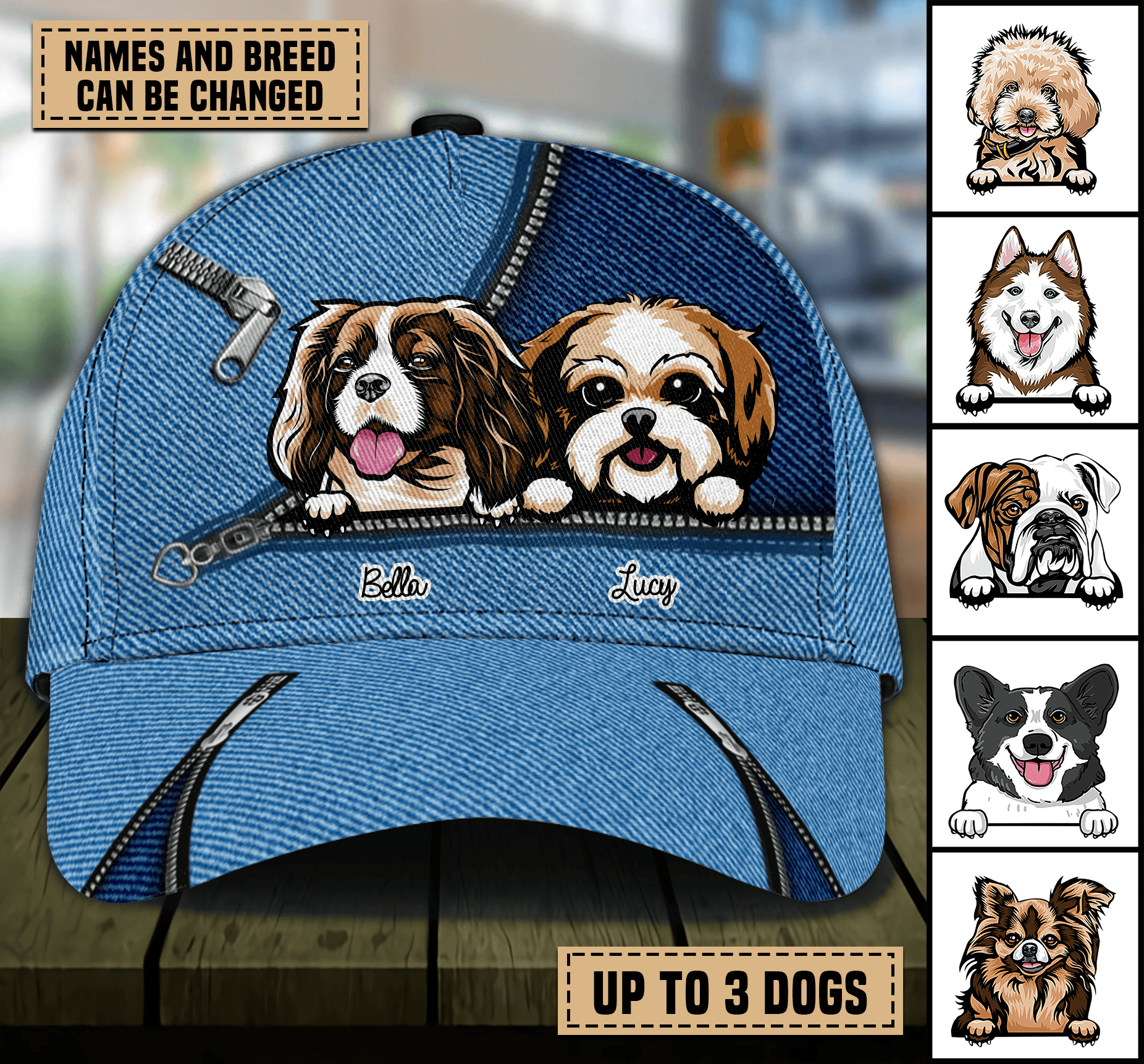 Dog Personalized Classic Cap, Personalized Gift for Dog Lovers, Dog Dad, Dog Mom Trucker Hats Custom Hats Gifts For Men & Women