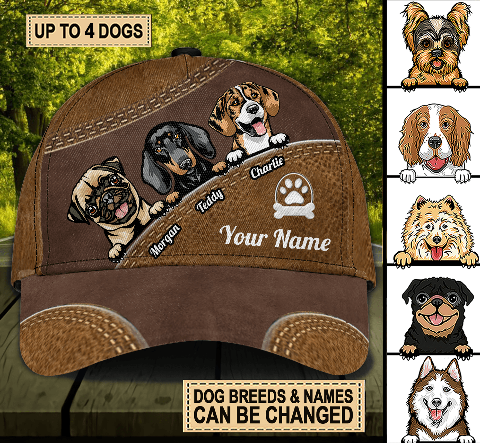 Dog Personalized Classic Cap, Personalized Gift for Dog Lovers, Dog Dad, Dog Mom Trucker Hats Custom Hats Gifts For Men & Women