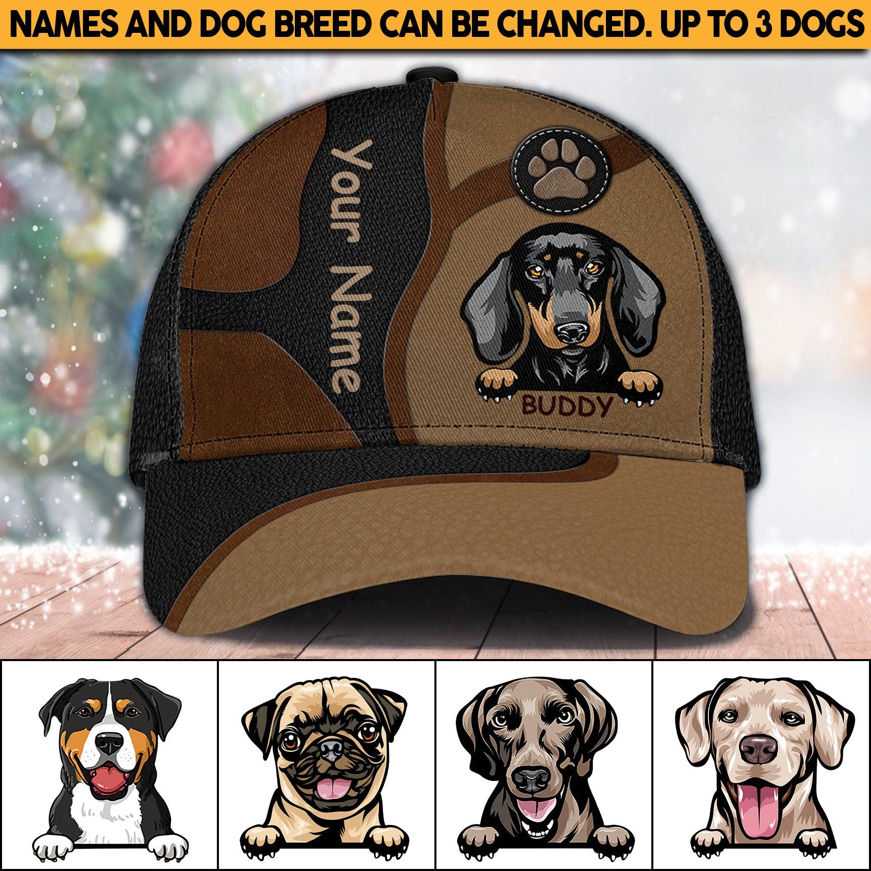 Dog Personalized Classic Cap, Personalized Gift for Dog Lovers, Dog Dad, Dog Mom Trucker Hats Custom Hats Gifts For Men & Women