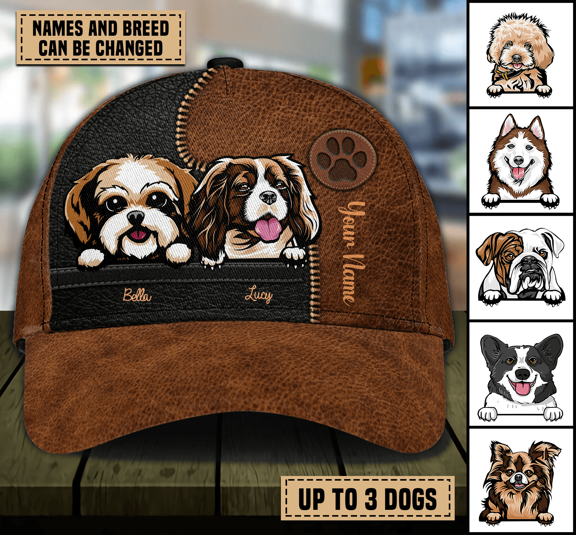 Dog Personalized Classic Cap, Personalized Gift for Dog Lovers, Dog Dad, Dog Mom Trucker Hats Custom Hats Gifts For Men & Women