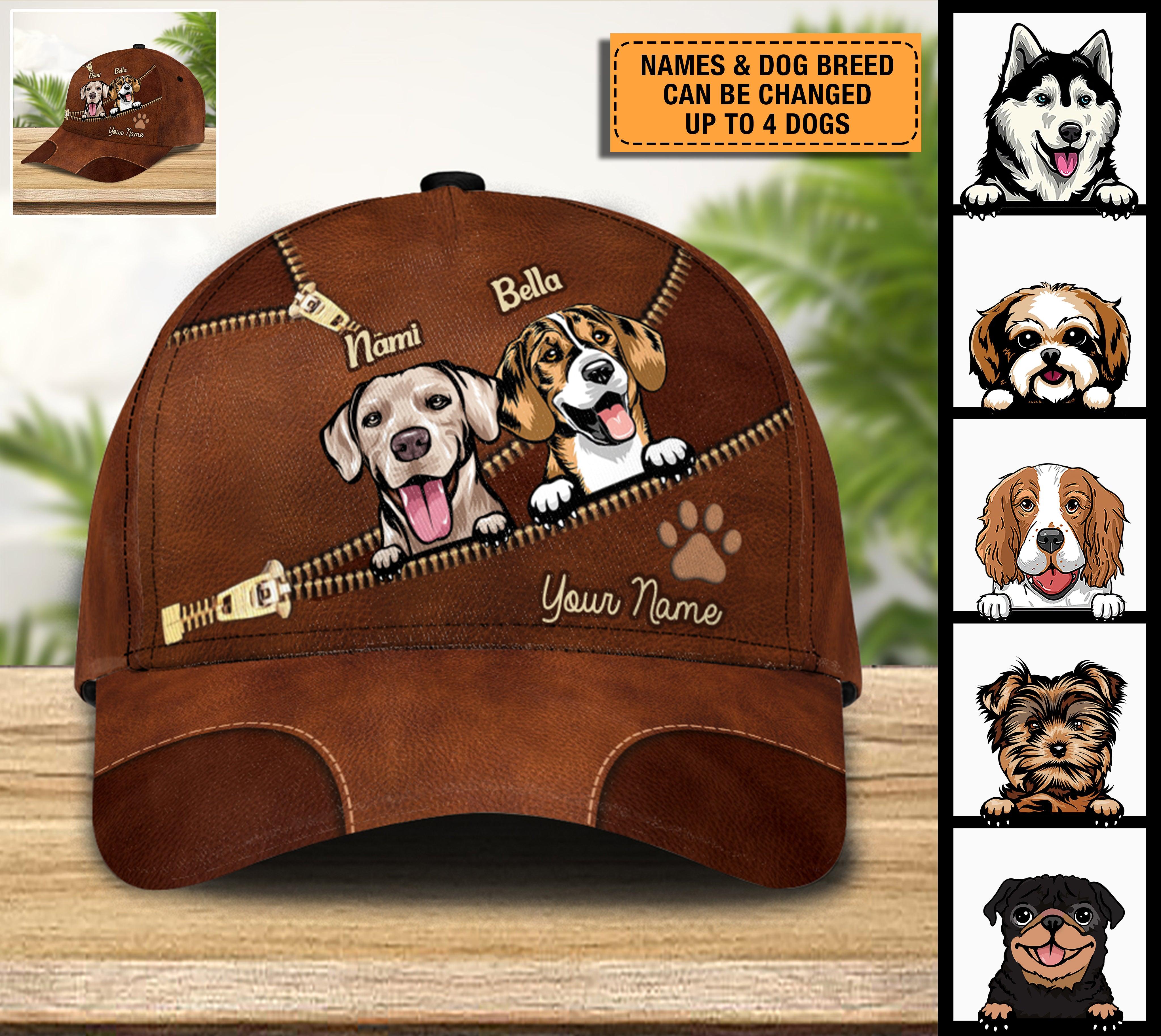 Dog Personalized Classic Cap, Personalized Gift for Dog Lovers, Dog Dad, Dog Mom Trucker Hats Custom Hats Gifts For Men & Women