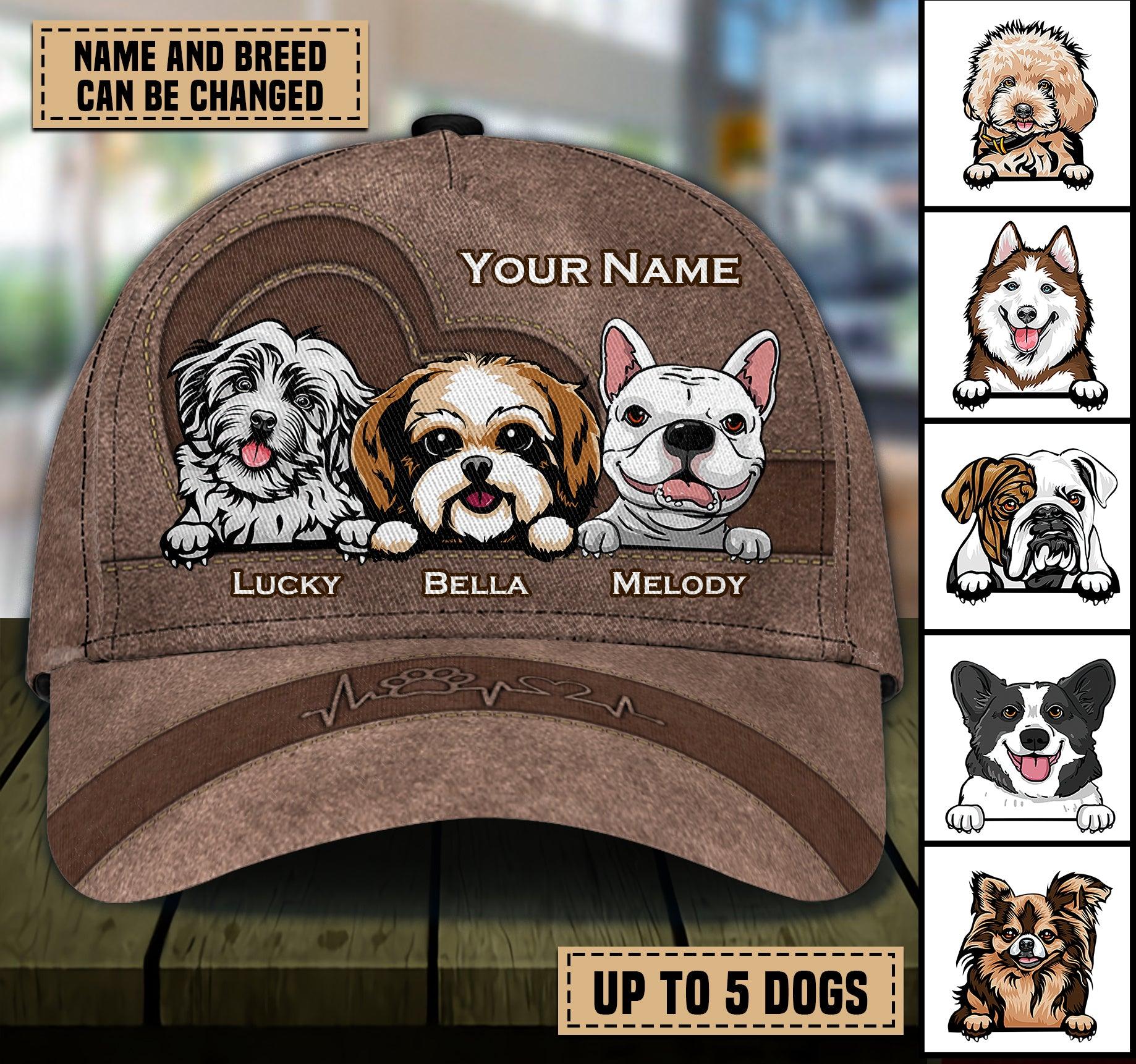 Dog Personalized Classic Cap, Personalized Gift for Dog Lovers, Dog Dad, Dog Mom Trucker Hats Custom Hats Gifts For Men & Women