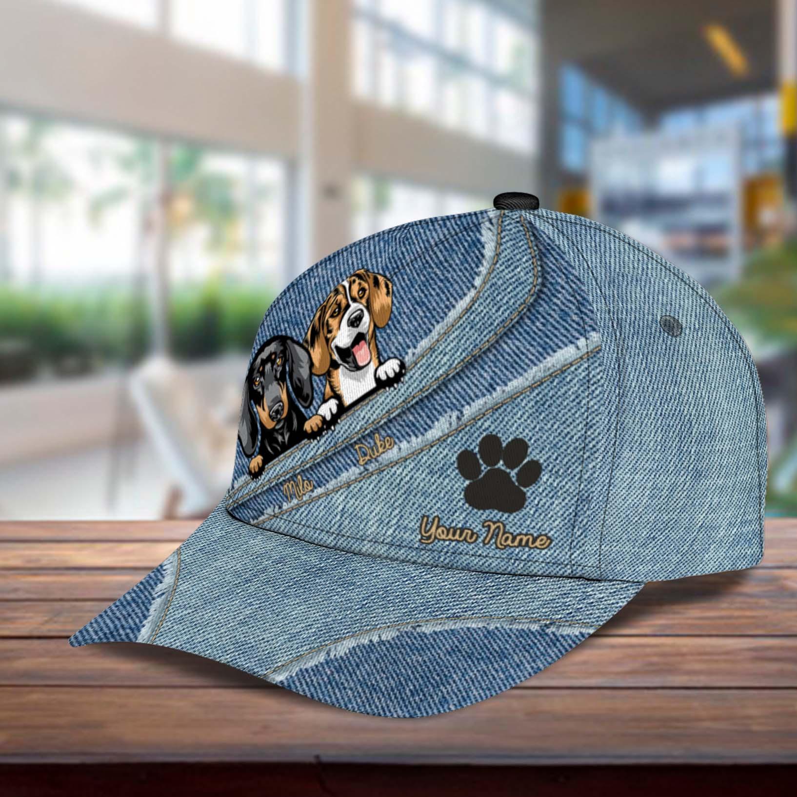 Dog Personalized Classic Cap, Personalized Gift for Dog Lovers, Dog Dad, Dog Mom Trucker Hats Custom Hats Gifts For Men & Women