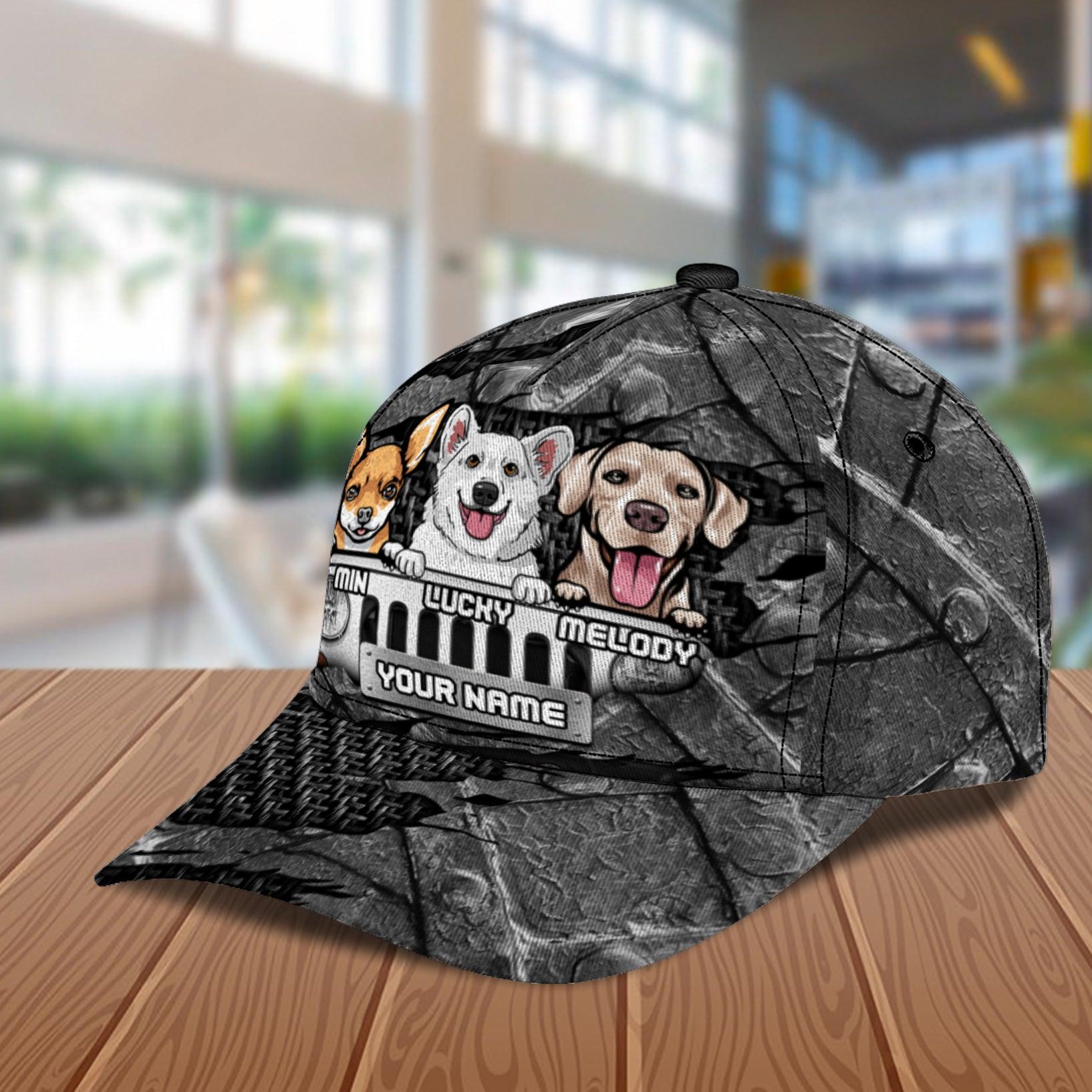 Dog Personalized Classic Cap, Personalized Gift for Dog Lovers, Dog Dad, Dog Mom Trucker Hats Custom Hats Gifts For Men & Women