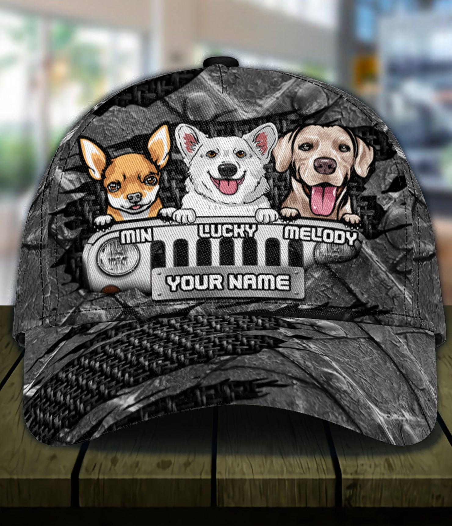 Dog Personalized Classic Cap, Personalized Gift for Dog Lovers, Dog Dad, Dog Mom Trucker Hats Custom Hats Gifts For Men & Women