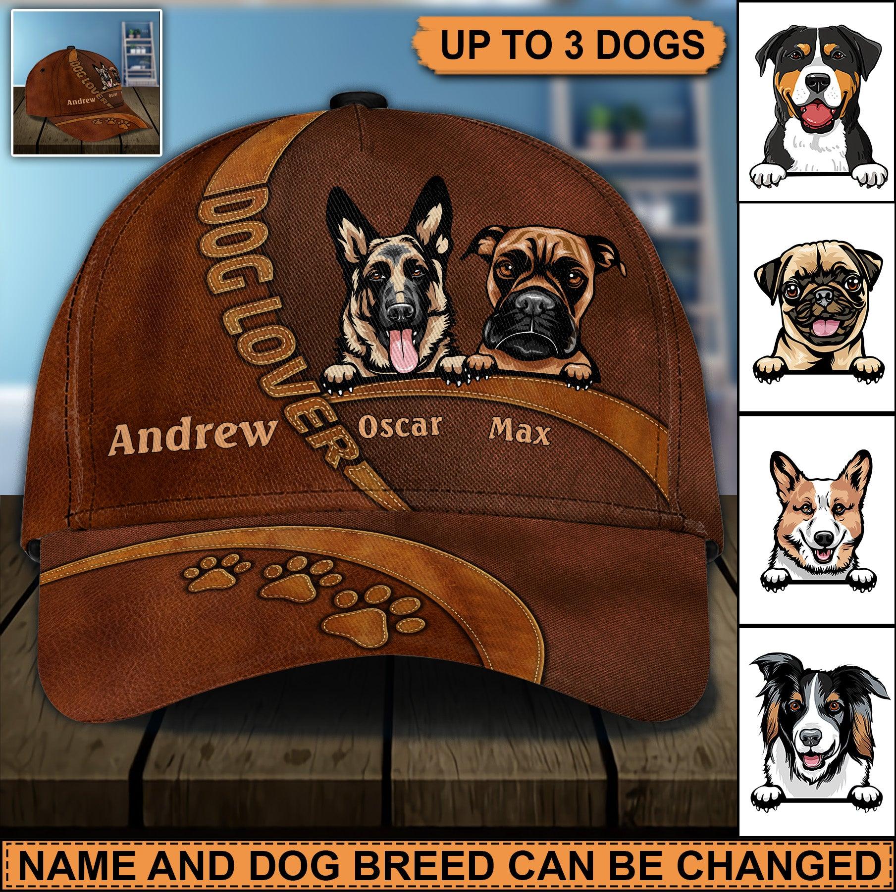 Dog Personalized Classic Cap, Personalized Gift for Dog Lovers, Dog Dad, Dog Mom Trucker Hats Custom Hats Gifts For Men & Women