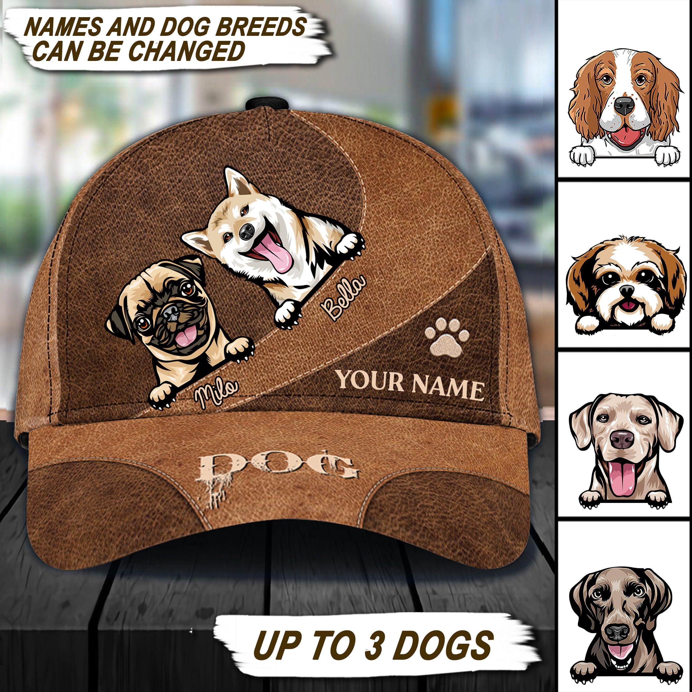 Dog Personalized Classic Cap, Personalized Gift for Dog Lovers, Dog Dad, Dog Mom Trucker Hats Custom Hats Gifts For Men & Women