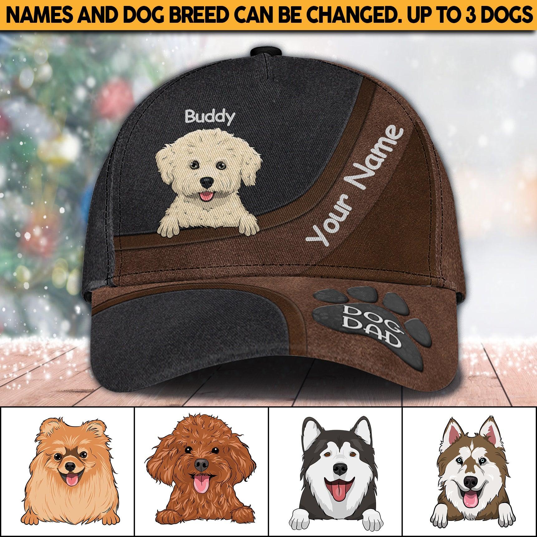 Dog Personalized Classic Cap, Personalized Gift for Dog Lovers, Dog Dad, Dog Mom Trucker Hats Custom Hats Gifts For Men & Women