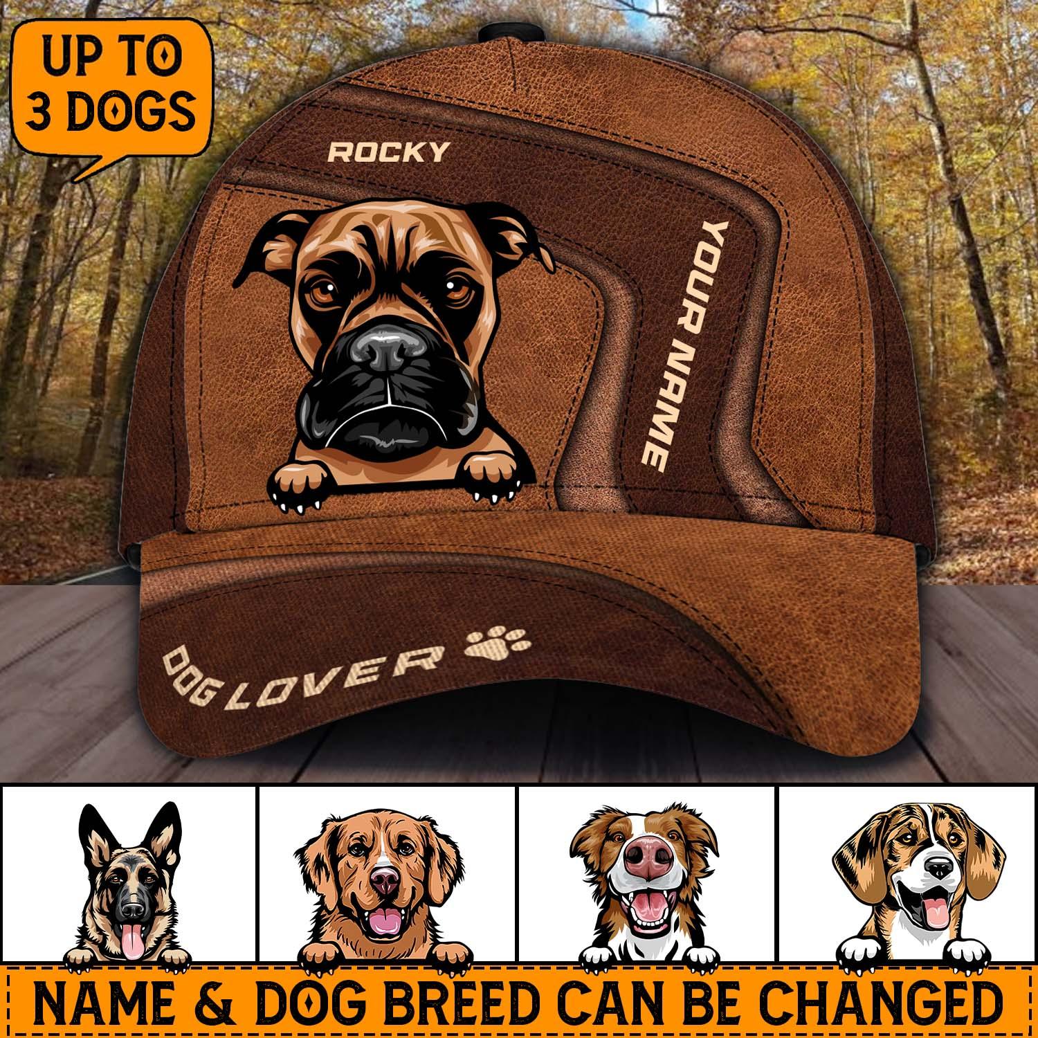 Dog Personalized Classic Cap, Personalized Gift for Dog Lovers, Dog Dad, Dog Mom Trucker Hats Custom Hats Gifts For Men & Women