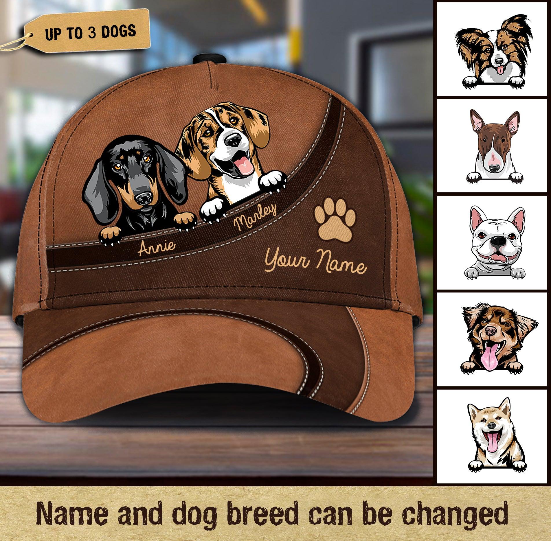 Dog Personalized Classic Cap, Personalized Gift for Dog Lovers, Dog Dad, Dog Mom Trucker Hats Custom Hats Gifts For Men & Women