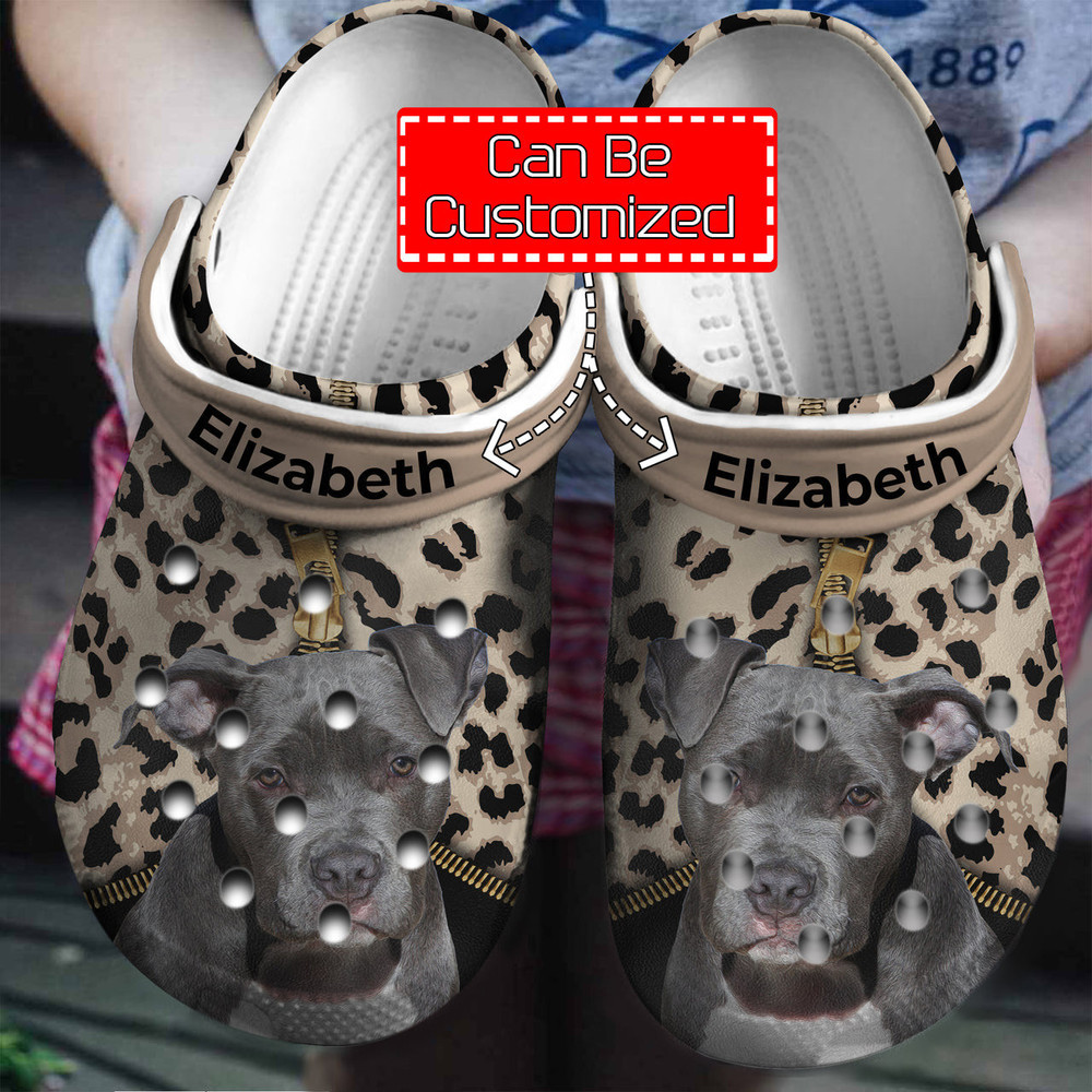 Dog - Pitbull Lovers Personalized Clogs Shoes With Leopard Pattern For Men And Women