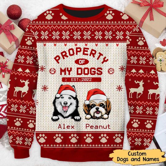 Dog Property Personalized Christmas 3D Ugly Sweatshirt - Image 2