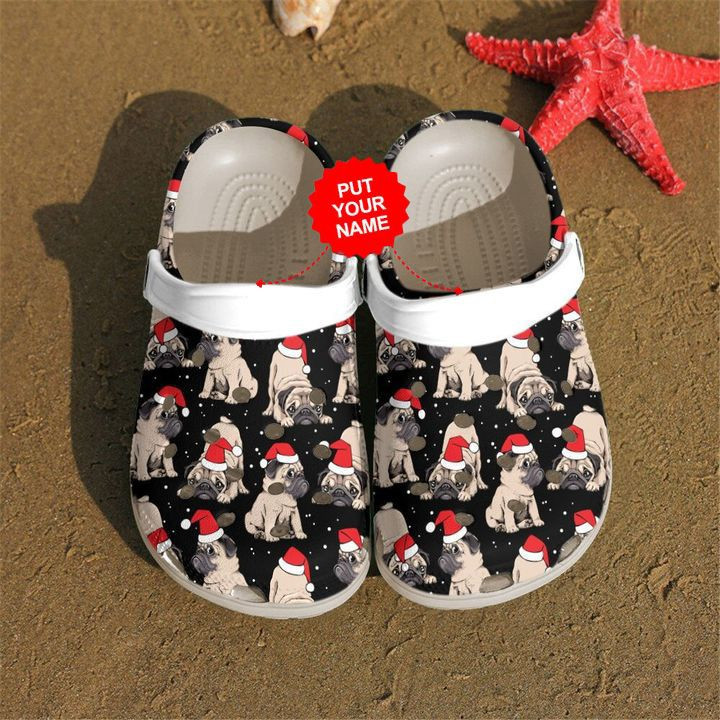 Dog - Pug Merry Christmas Custom Clog Shoes For Men And Women