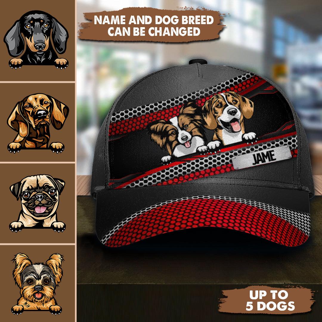 Dog Red And Gray Pattern Personalized Classic Cap, Personalized Gift for Dog Lovers, Dog Dad, Dog Mom Trucker Hats Custom Hats Gifts For Men & Women