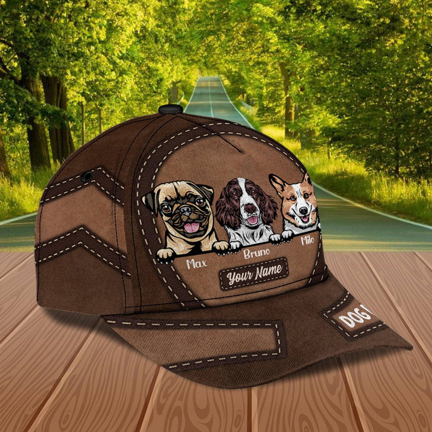 Dog Round and Round Personalized Cap, Personalized Gift for Dog Lovers, Dog Dad, Dog Mom Trucker Hats Custom Hats Gifts For Men & Women