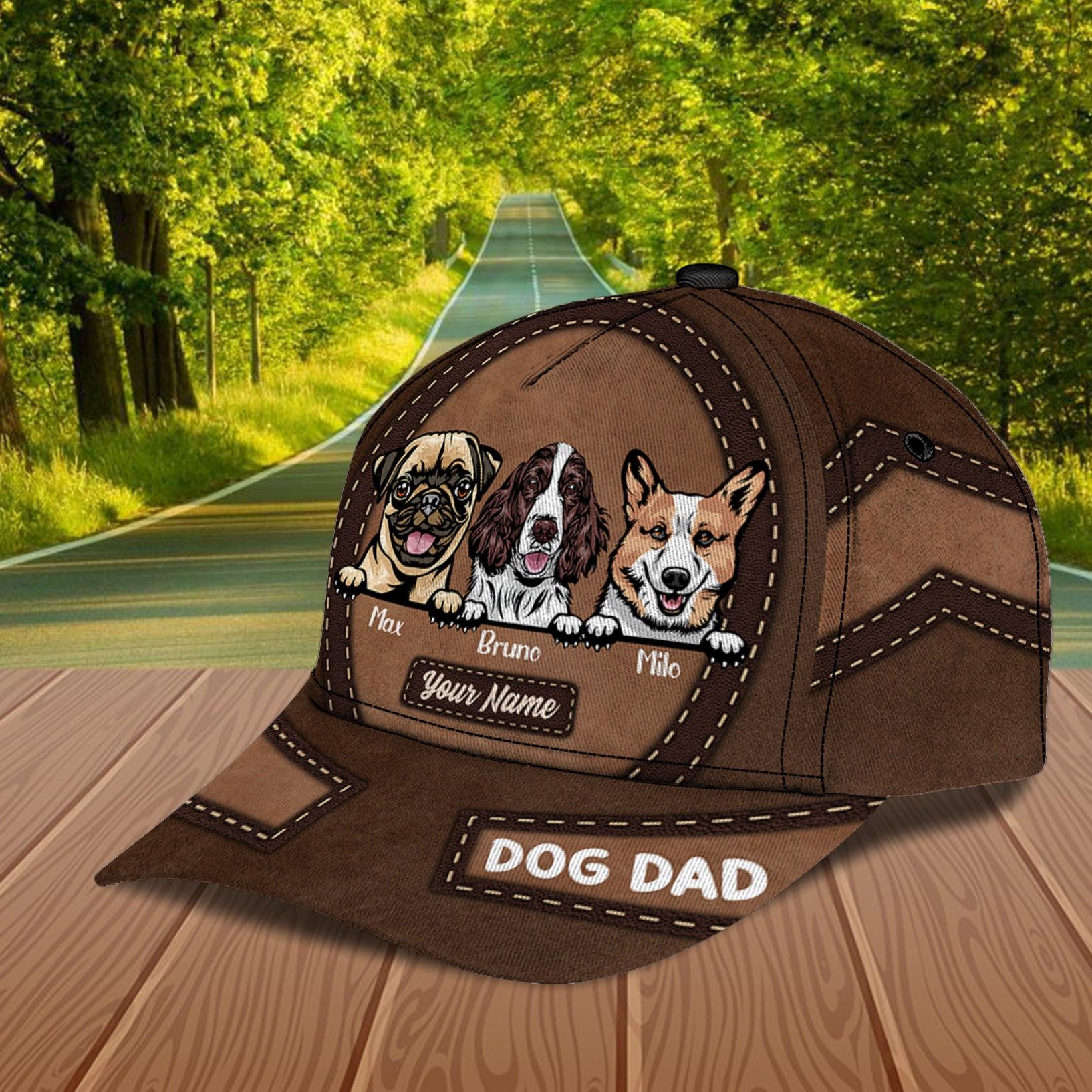 Dog Round and Round Personalized Cap, Personalized Gift for Dog Lovers, Dog Dad, Dog Mom Trucker Hats Custom Hats Gifts For Men & Women