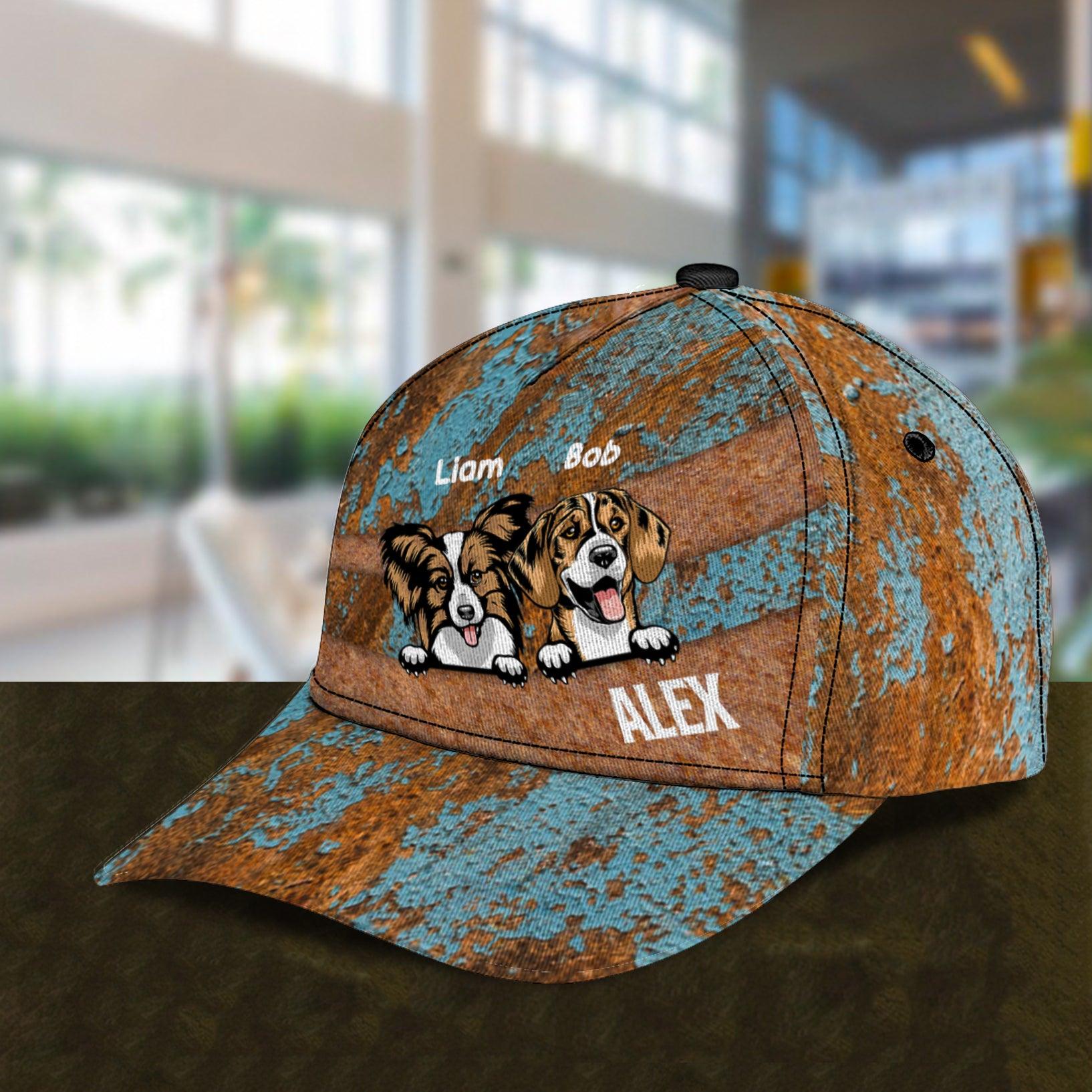 Dog Rusty Blue And Orange Personalized Classic Cap, Personalized Gift for Dog Lovers, Dog Dad, Dog Mom Trucker Hats Custom Hats Gifts For Men & Women