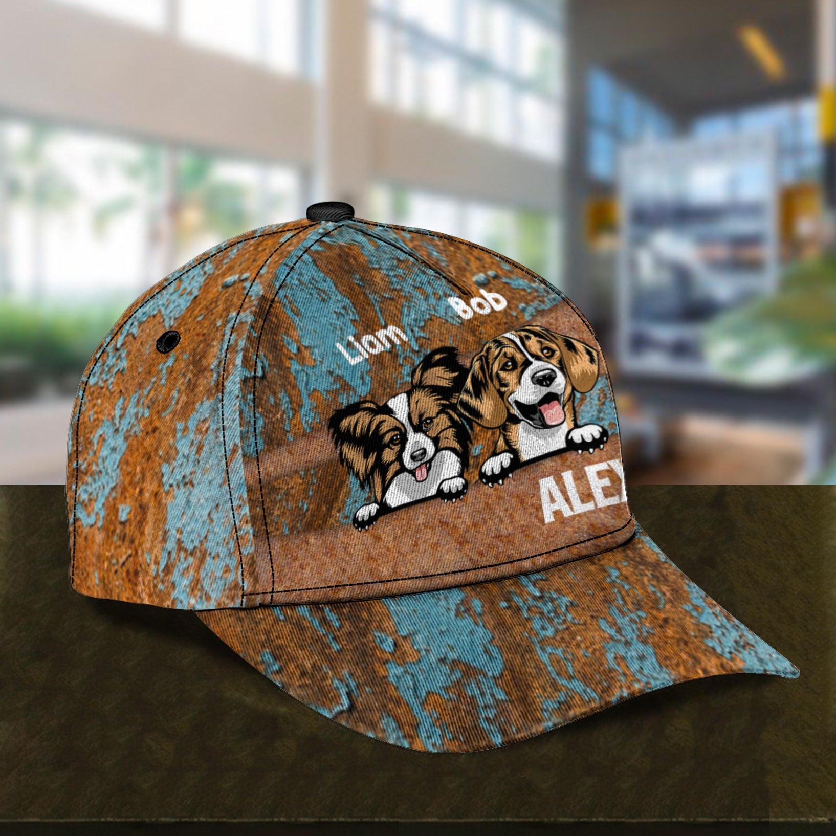 Dog Rusty Blue And Orange Personalized Classic Cap, Personalized Gift for Dog Lovers, Dog Dad, Dog Mom Trucker Hats Custom Hats Gifts For Men & Women