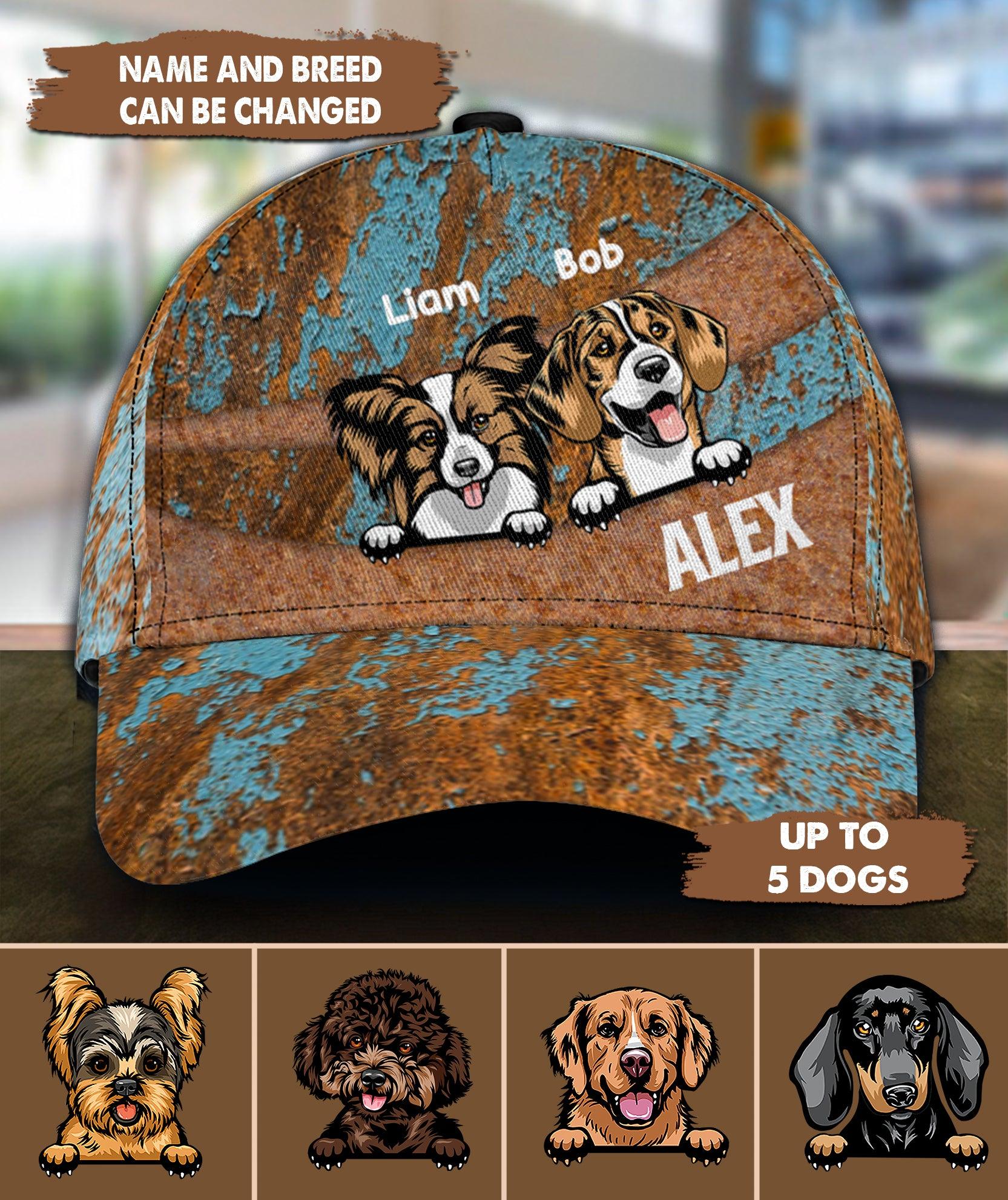 Dog Rusty Blue And Orange Personalized Classic Cap, Personalized Gift for Dog Lovers, Dog Dad, Dog Mom Trucker Hats Custom Hats Gifts For Men & Women