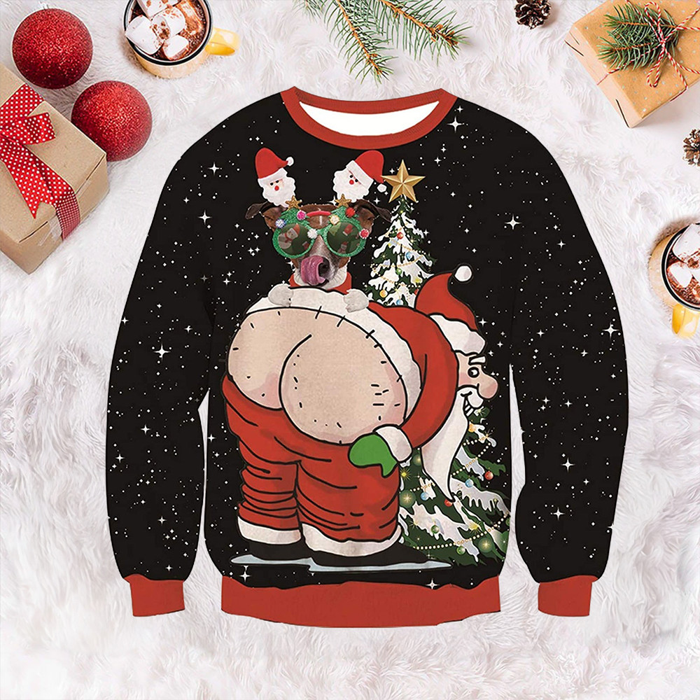 Dog Santa Ass Ugly Christmas Sweater Merry Xmas Sweater Funny Gift For Besties