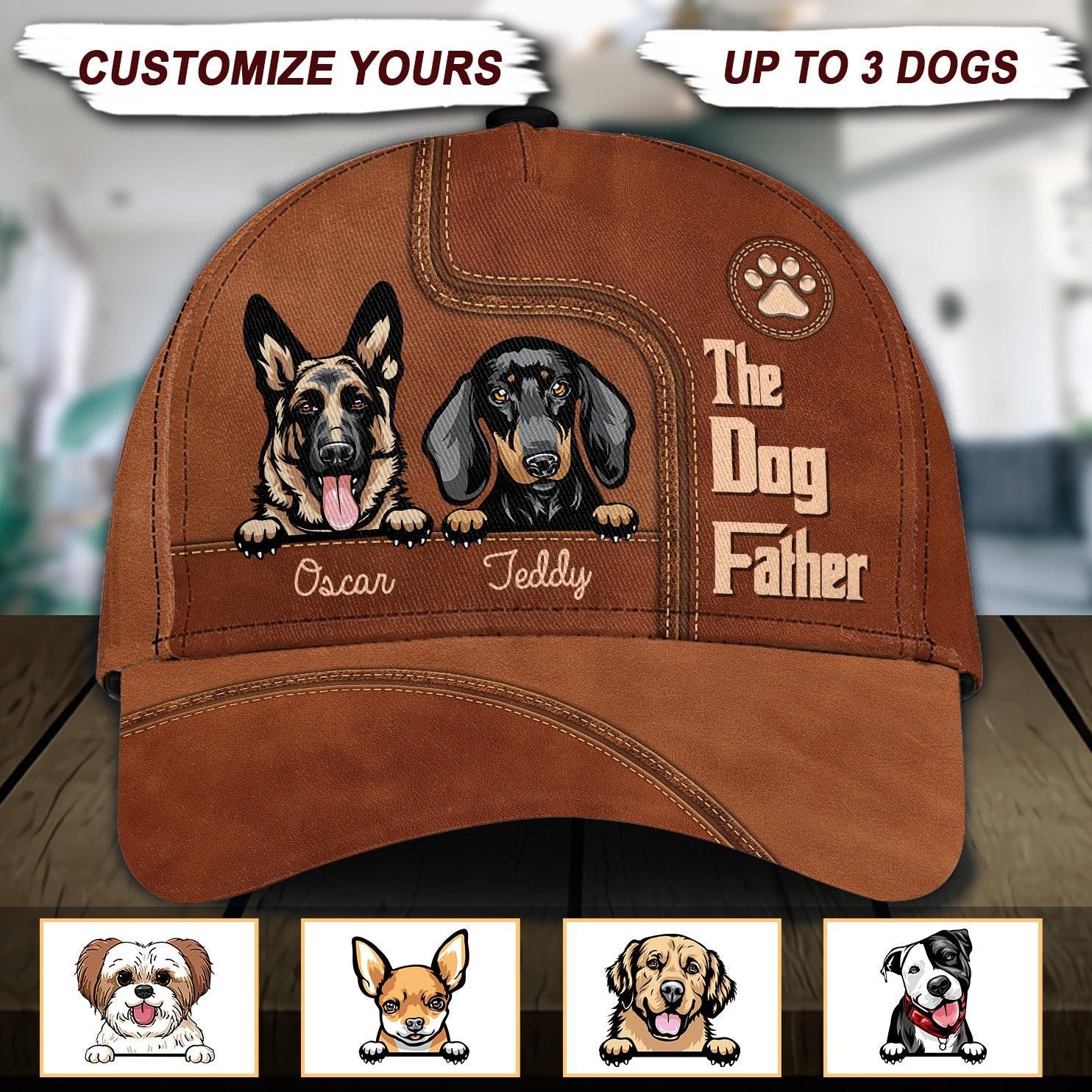 Dog The Dog Father Personalized Classic Cap, Personalized Gift for Dog Lovers, Dog Dad, Dog Mom Trucker Hats Custom Hats Gifts For Men & Women