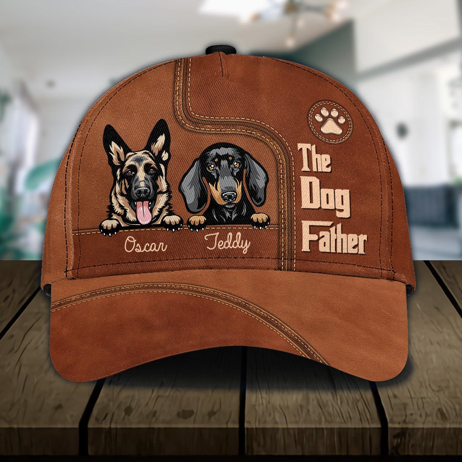 Dog The Dog Father Personalized Classic Cap, Personalized Gift for Dog Lovers, Dog Dad, Dog Mom Trucker Hats Custom Hats Gifts For Men & Women