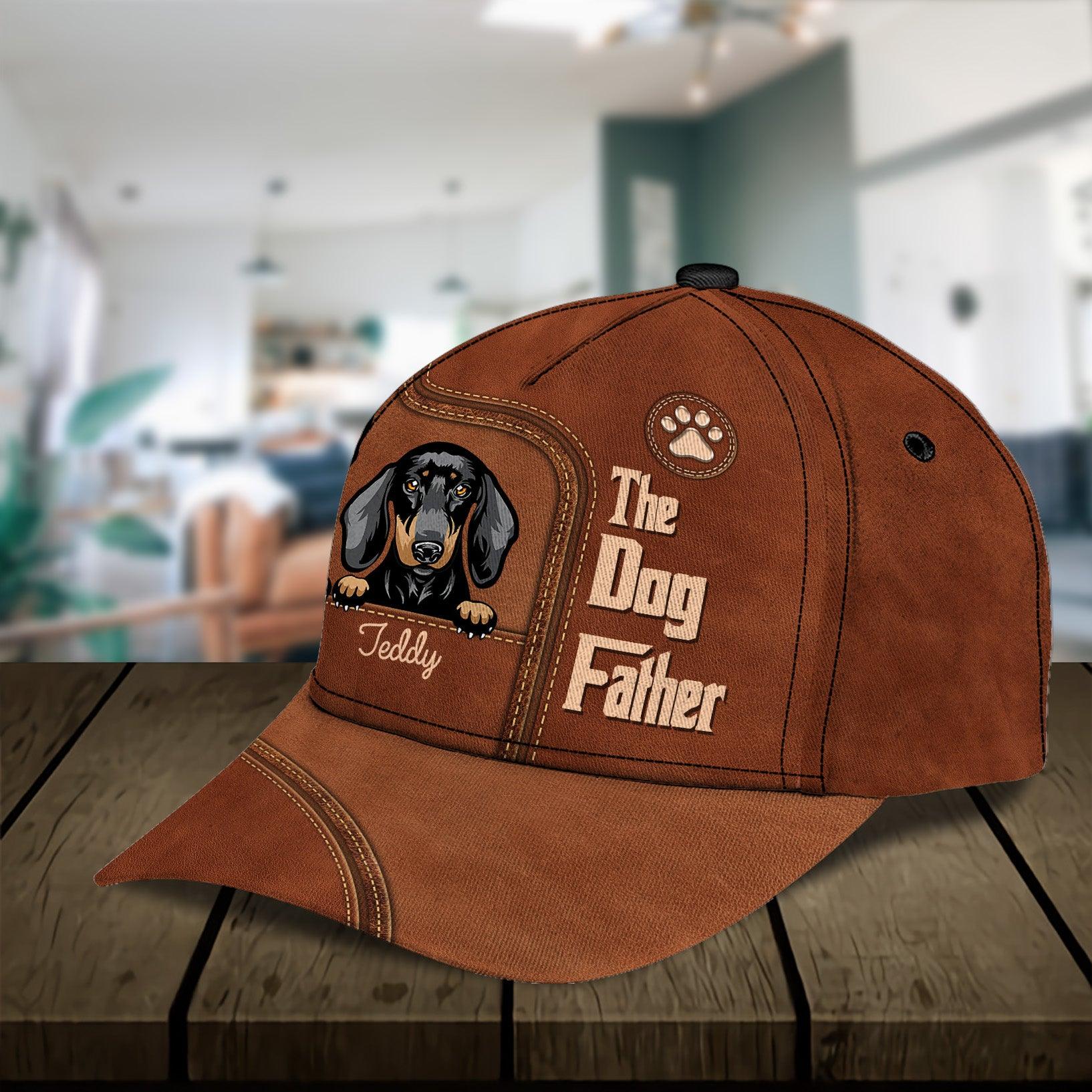 Dog The Dog Father Personalized Classic Cap, Personalized Gift for Dog Lovers, Dog Dad, Dog Mom Trucker Hats Custom Hats Gifts For Men & Women