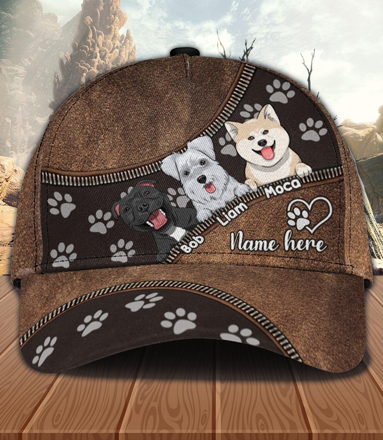 Dog Tiny Footprints Personalized Cap, Personalized Gift for Dog Lovers, Dog Dad, Dog Mom Trucker Hats Custom Hats Gifts For Men & Women