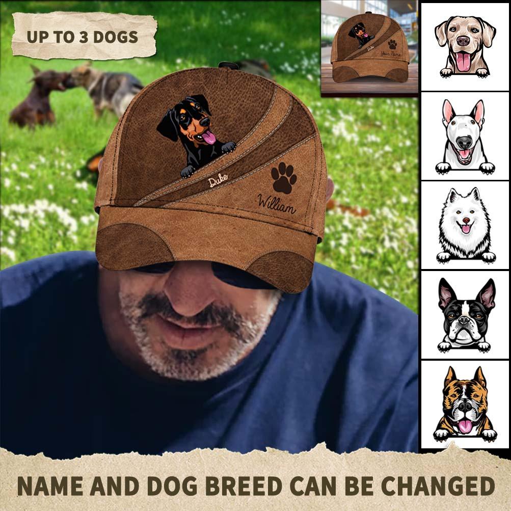 Dog Two Brown Personalized Cap, Personalized Gift for Dog Lovers, Dog Dad, Dog Mom Trucker Hats Custom Hats Gifts For Men & Women