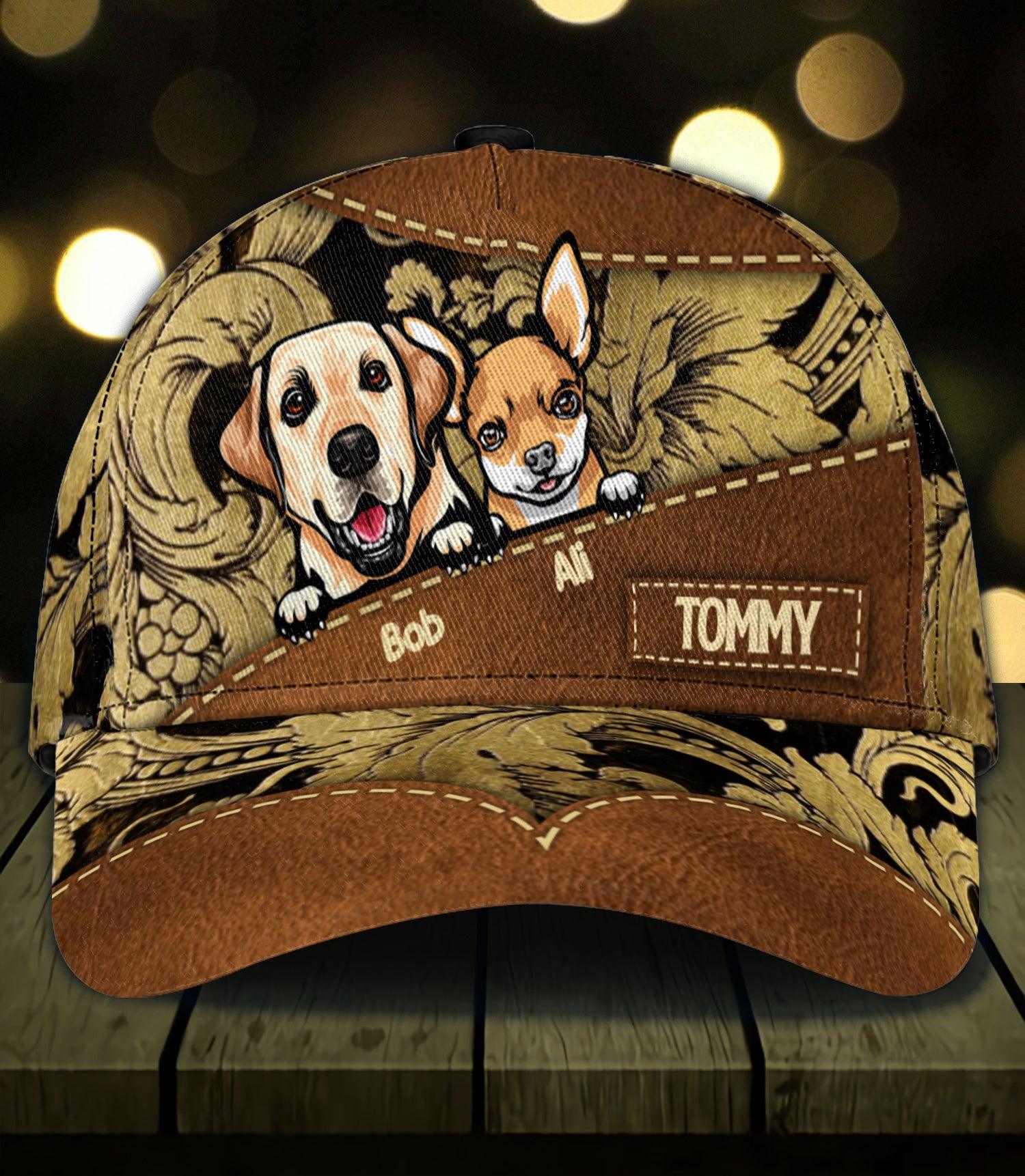 Dog Yellow Floral Pattern Personalized Classic Cap, Personalized Gift for Dog Lovers, Dog Dad, Dog Mom Trucker Hats Custom Hats Gifts For Men & Women