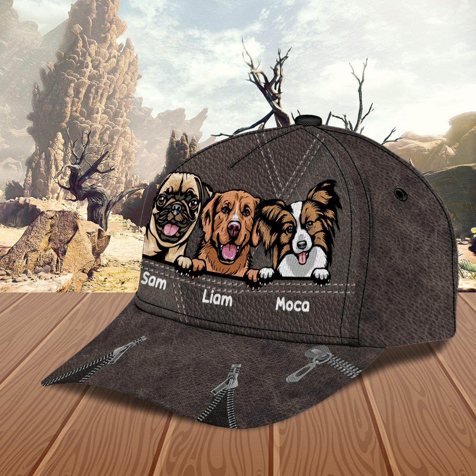 Dog Zipper Pattern Personalized Classic Cap, Personalized Gift for Dog Lovers, Dog Dad, Dog Mom Trucker Hats Custom Hats Gifts For Men & Women