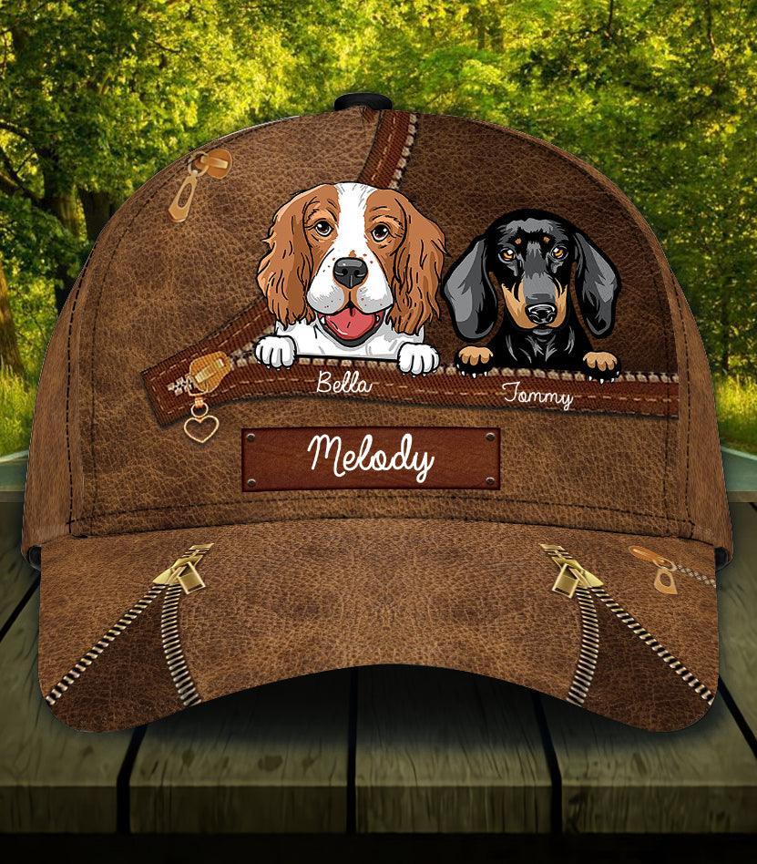 Dog Zipper Personalized Classic Cap, Personalized Gift for Dog Lovers, Dog Dad, Dog Mom Trucker Hats Custom Hats Gifts For Men & Women