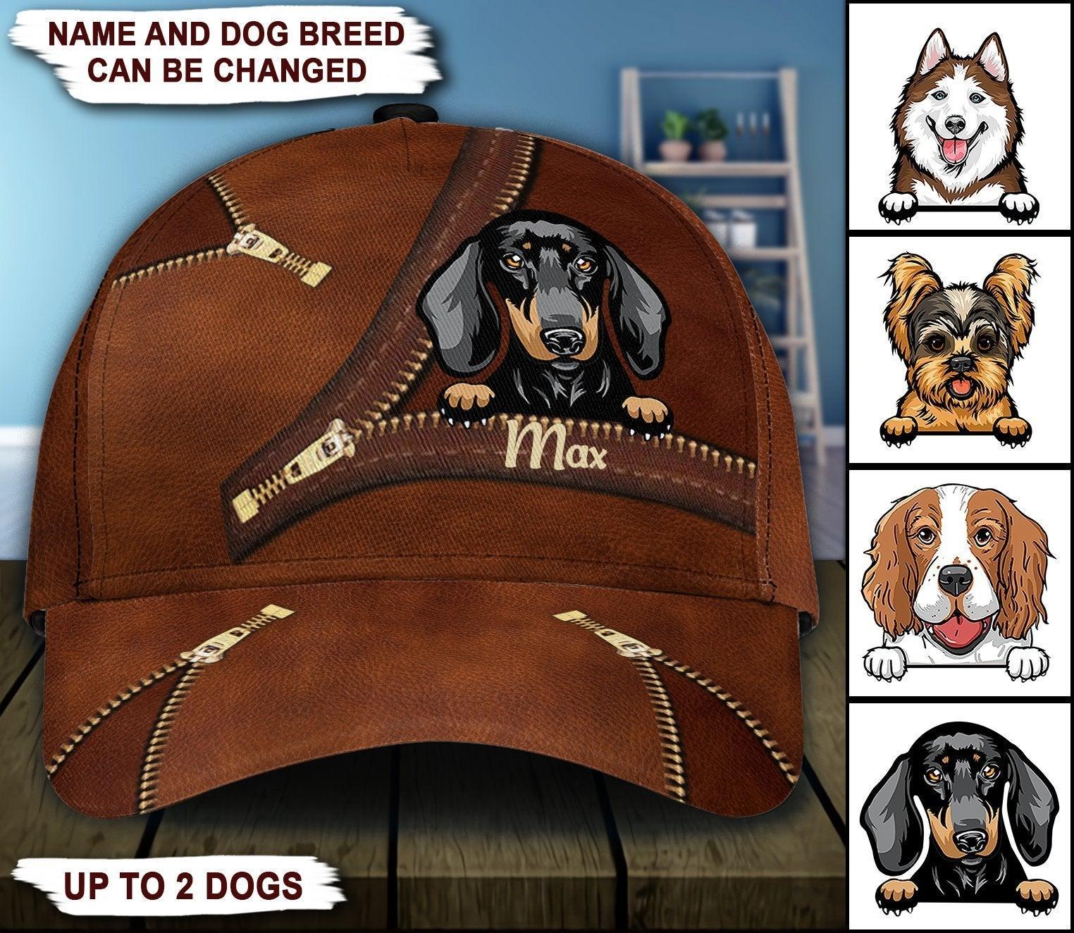 Dog Zipper Personalized Classic Cap, Personalized Gift for Dog Lovers, Dog Dad, Dog Mom Trucker Hats Custom Hats Gifts For Men & Women