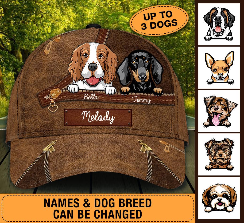 Dog Zipper Personalized Classic Cap, Personalized Gift for Dog Lovers, Dog Dad, Dog Mom Trucker Hats Custom Hats Gifts For Men & Women
