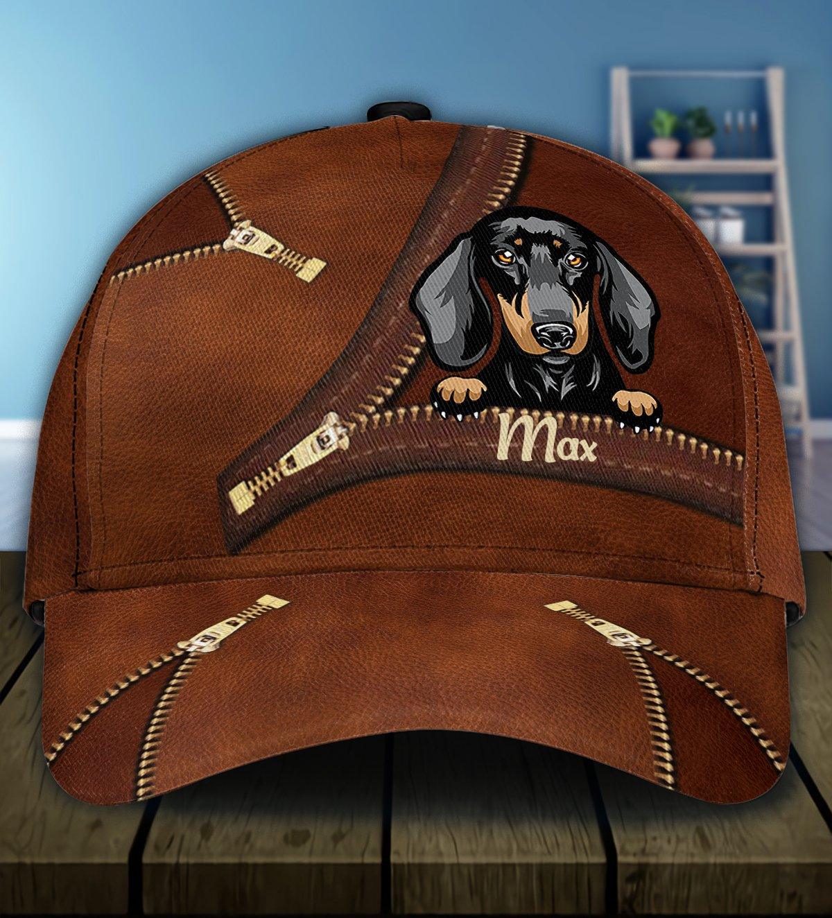 Dog Zipper Personalized Classic Cap, Personalized Gift for Dog Lovers, Dog Dad, Dog Mom Trucker Hats Custom Hats Gifts For Men & Women