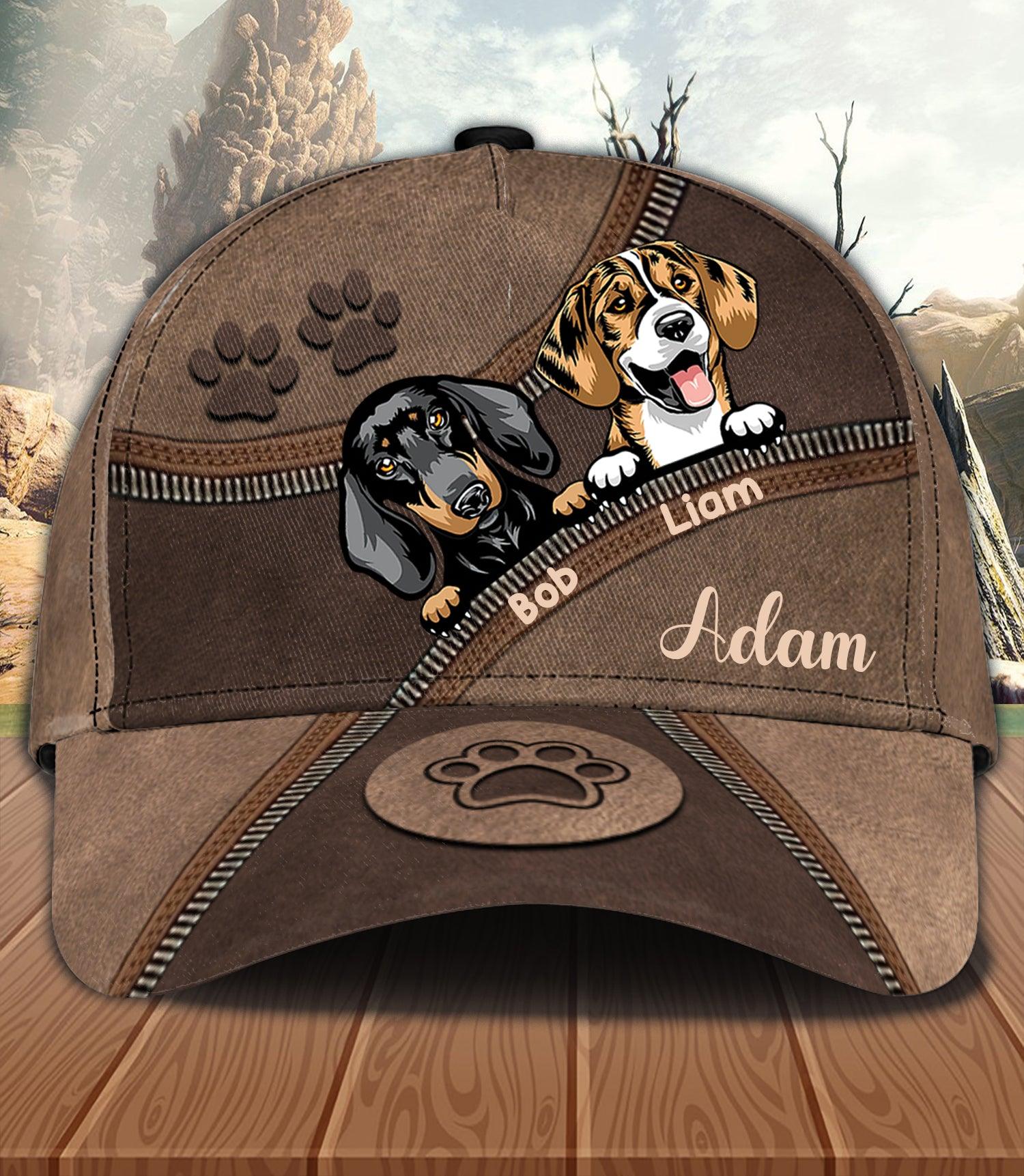 Dog Zippers And Paws Personalized Classic Cap, Personalized Gift for Dog Lovers, Dog Dad, Dog Mom Trucker Hats Custom Hats Gifts For Men & Women