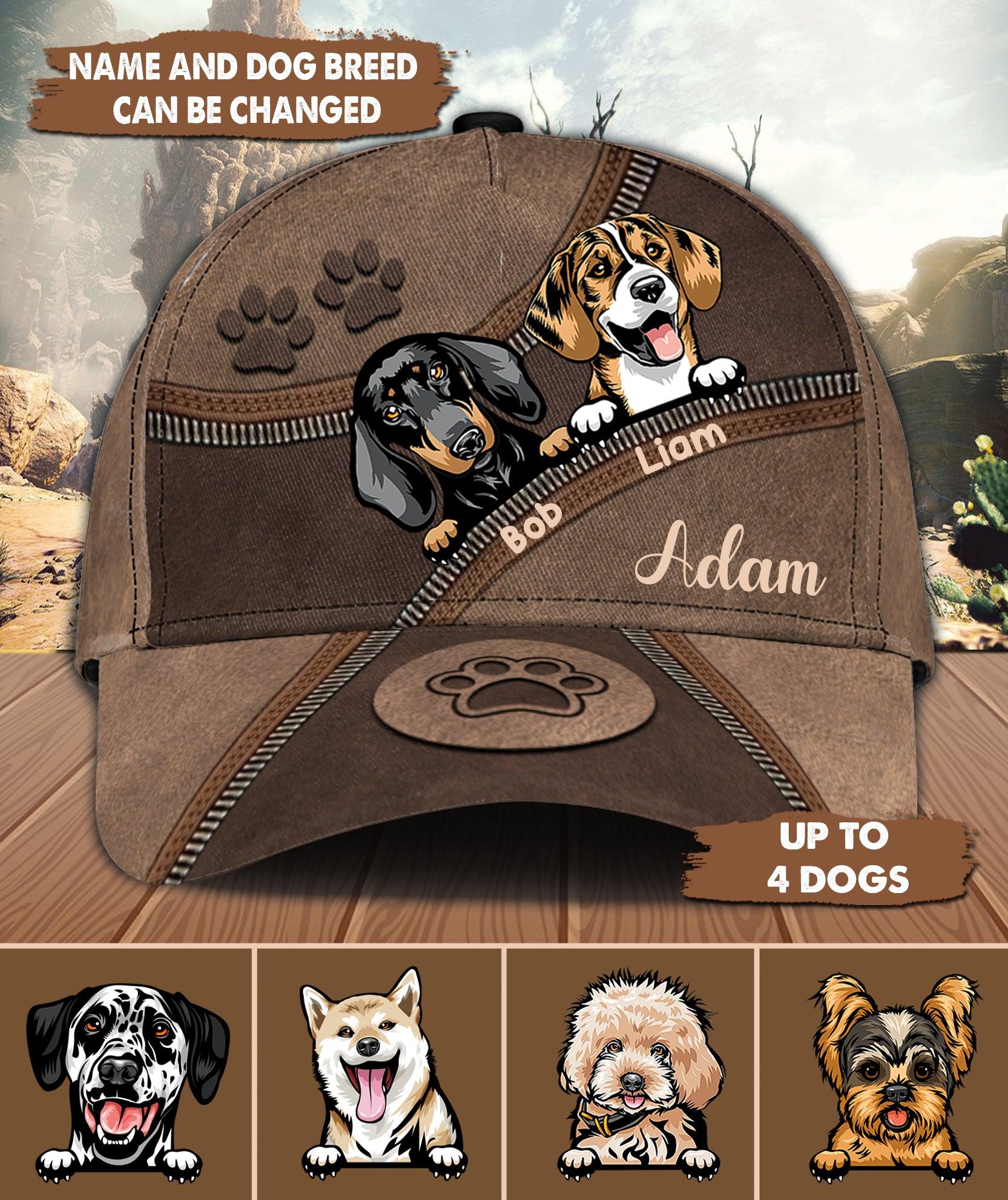 Dog Zippers And Paws Personalized Classic Cap, Personalized Gift for Dog Lovers, Dog Dad, Dog Mom Trucker Hats Custom Hats Gifts For Men & Women