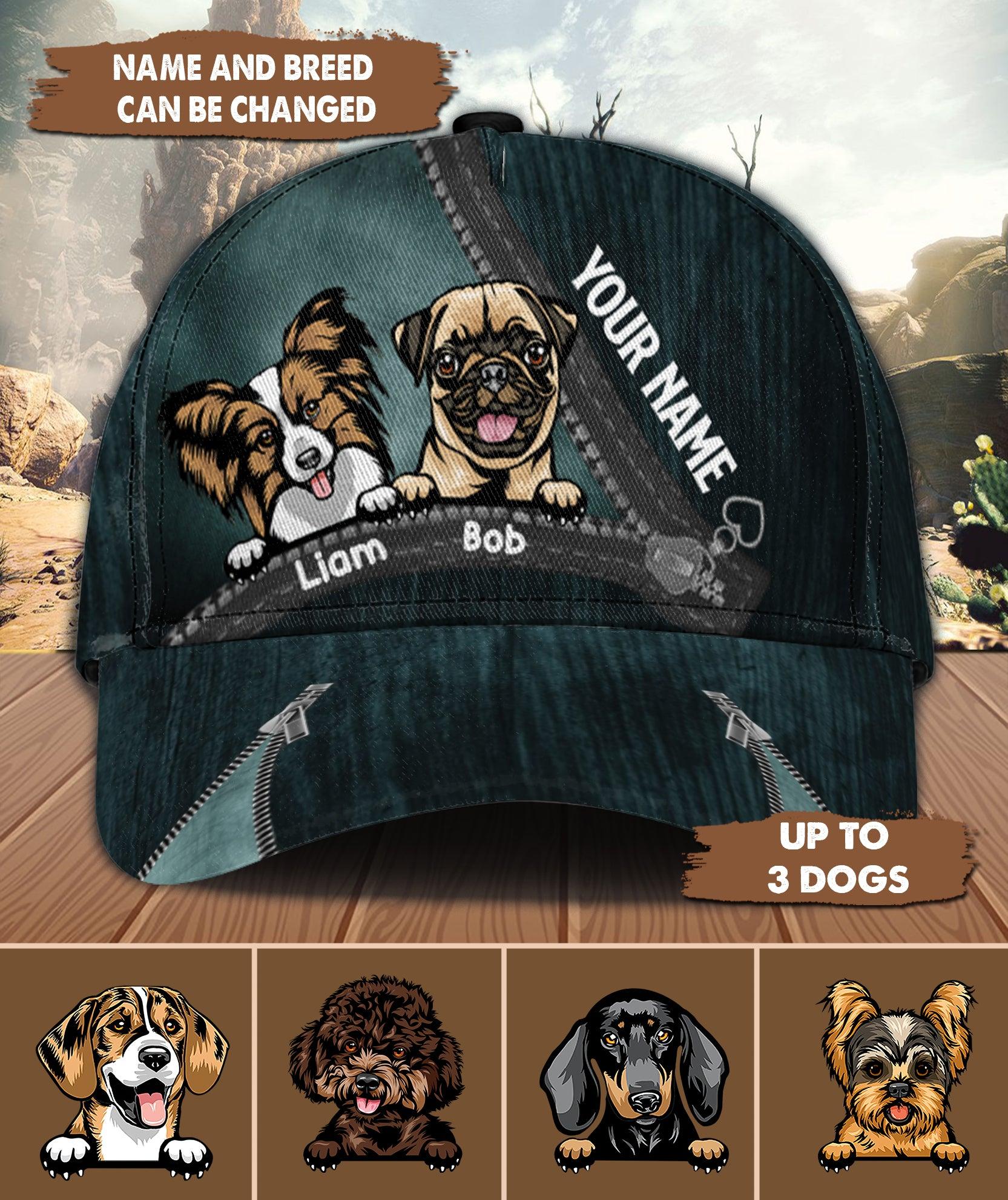 Dog Zippers Personalized Cap, Personalized Gift for Dog Lovers, Dog Dad, Dog Mom Trucker Hats Custom Hats Gifts For Men & Women
