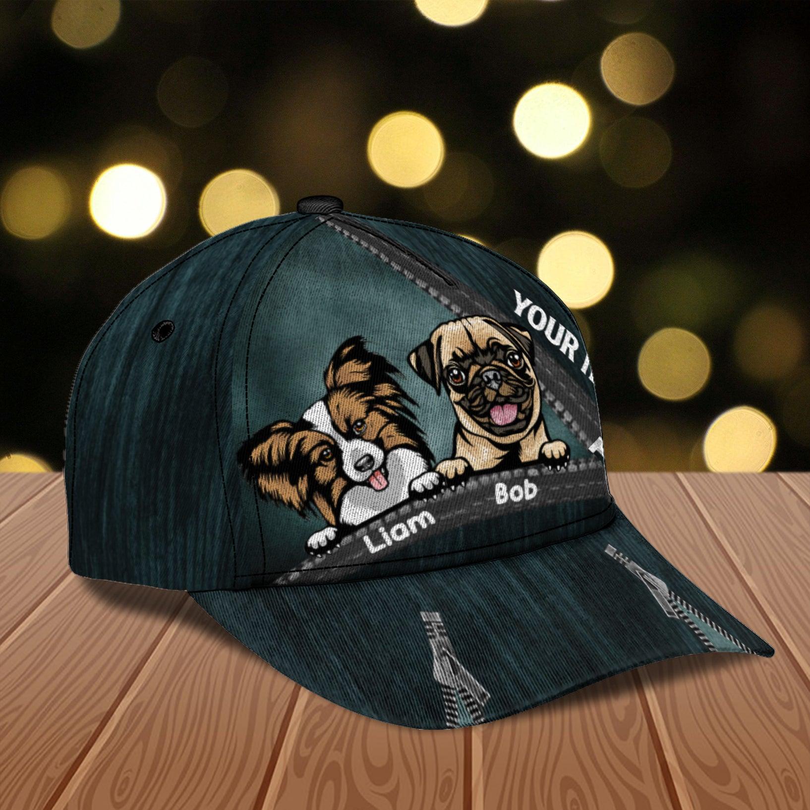 Dog Zippers Personalized Cap, Personalized Gift for Dog Lovers, Dog Dad, Dog Mom Trucker Hats Custom Hats Gifts For Men & Women