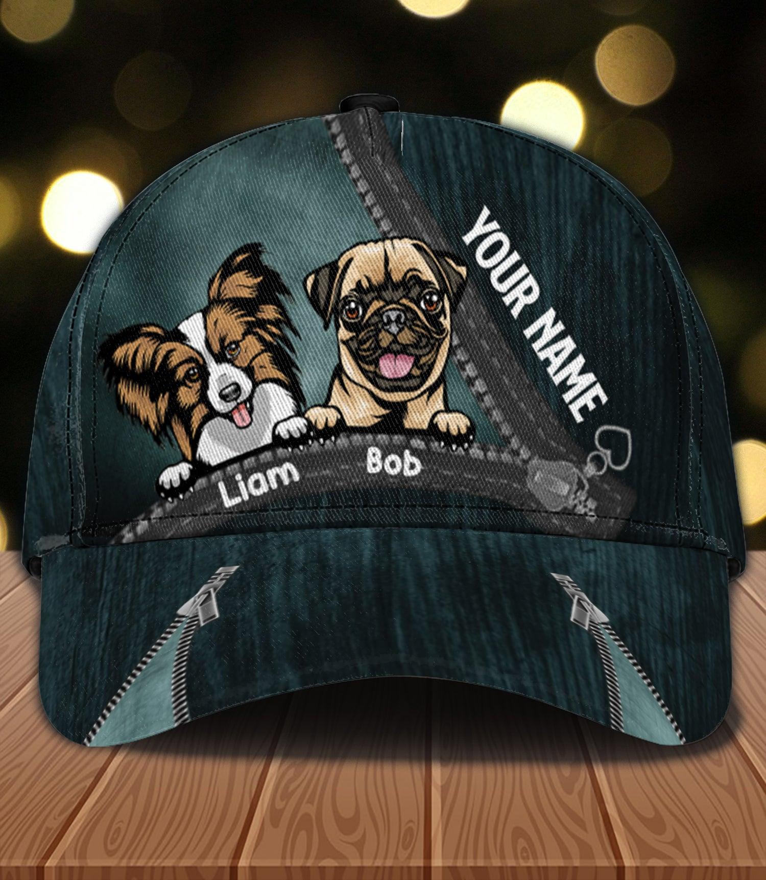 Dog Zippers Personalized Cap, Personalized Gift for Dog Lovers, Dog Dad, Dog Mom Trucker Hats Custom Hats Gifts For Men & Women