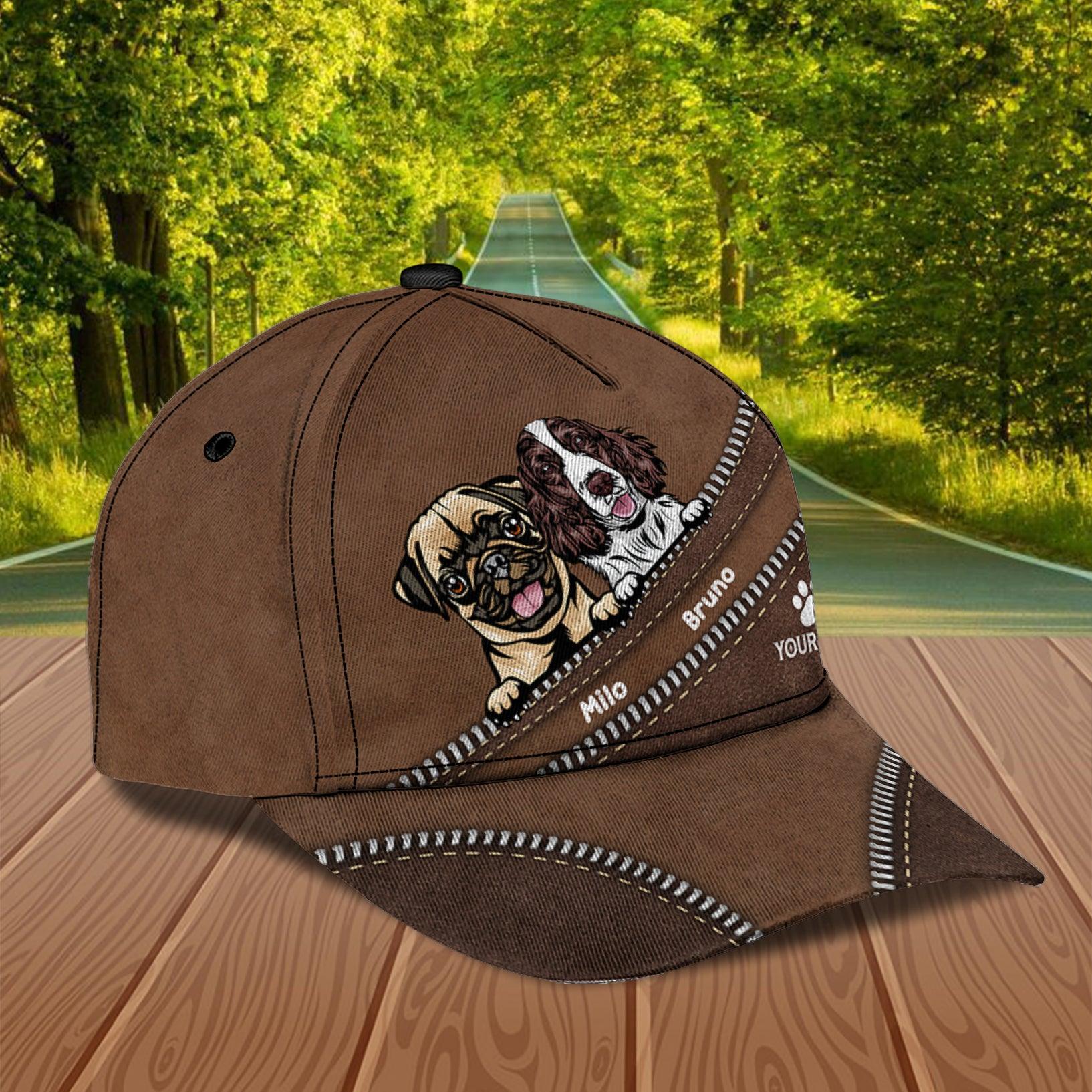 Dog Zippers Personalized Classic Cap, Personalized Gift for Dog Lovers, Dog Dad, Dog Mom Trucker Hats Custom Hats Gifts For Men & Women