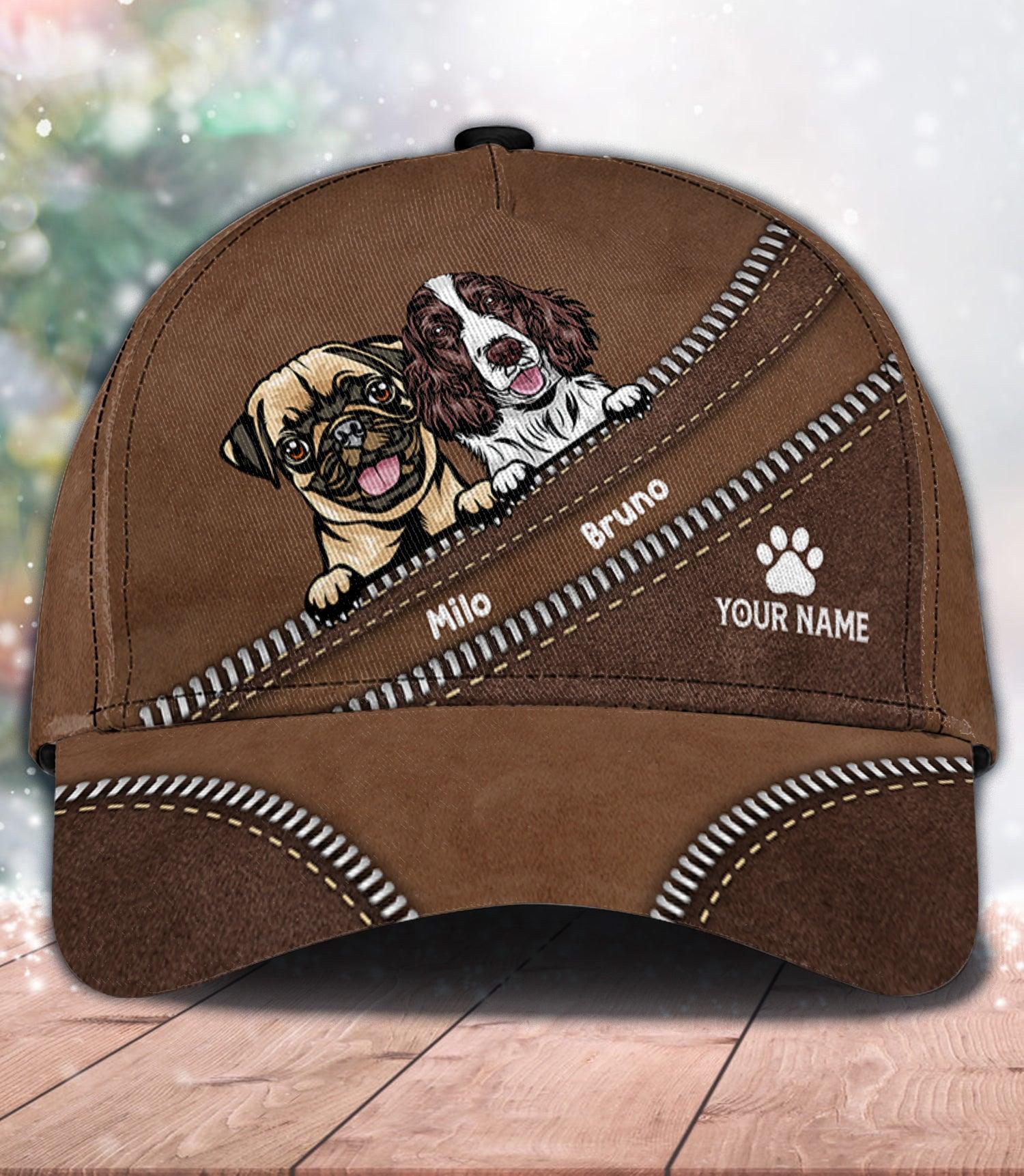 Dog Zippers Personalized Classic Cap, Personalized Gift for Dog Lovers, Dog Dad, Dog Mom Trucker Hats Custom Hats Gifts For Men & Women