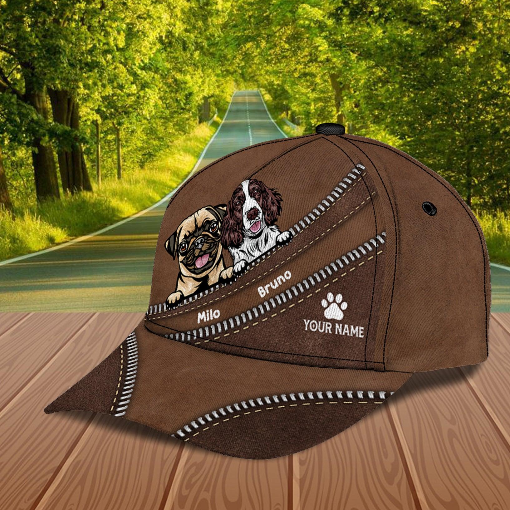 Dog Zippers Personalized Classic Cap, Personalized Gift for Dog Lovers, Dog Dad, Dog Mom Trucker Hats Custom Hats Gifts For Men & Women