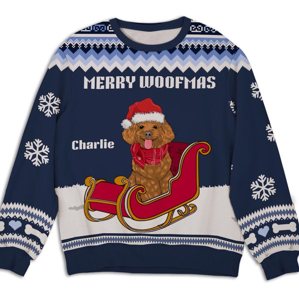 Dogs And Sleigh Custom Dogs Lover Personalized Christmas Ugly Sweatshirt