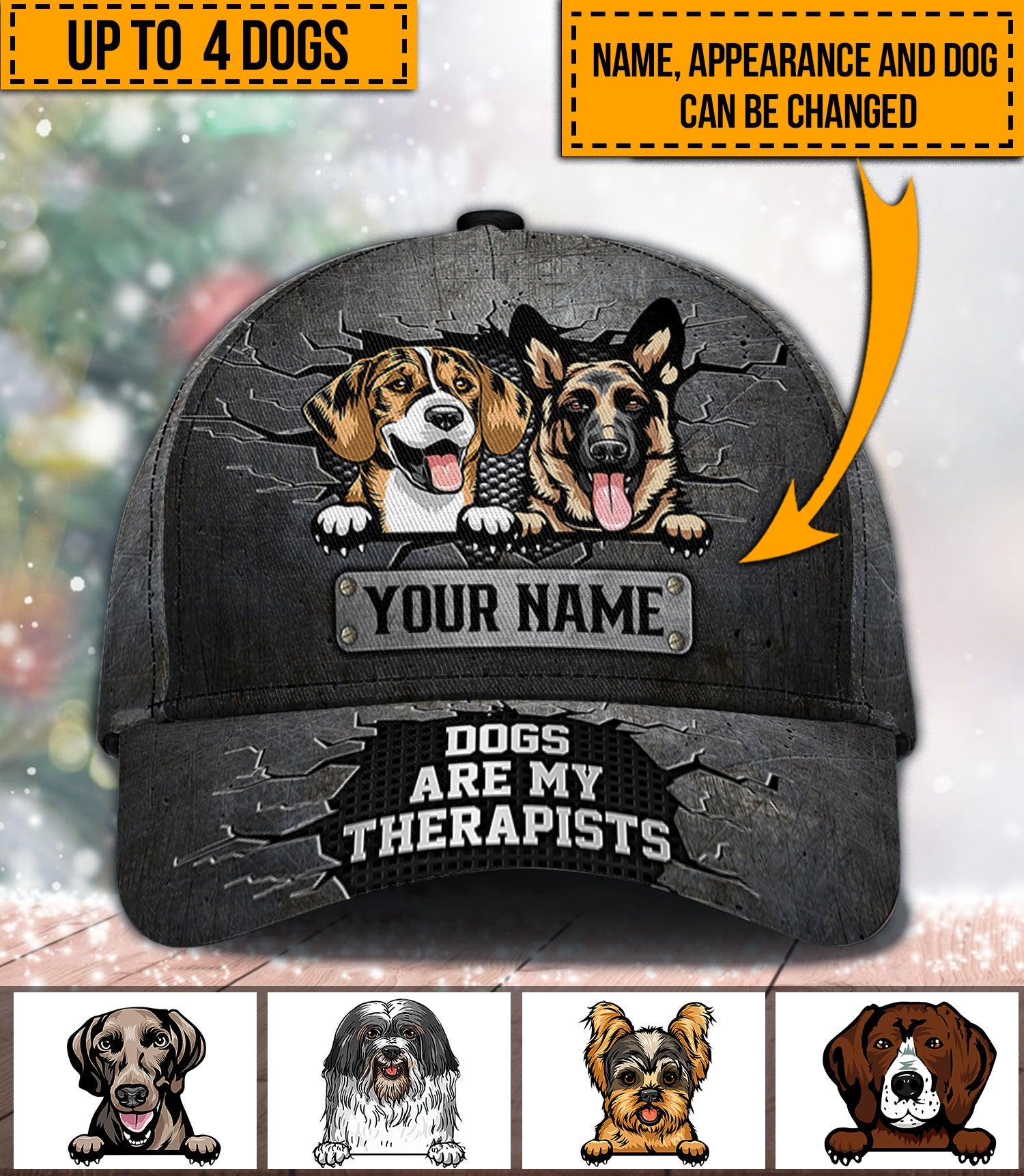 Dogs Are My Therapists Personalized Dog Classic Cap, Personalized Gift for Dog Lovers, Dog Dad, Dog Mom Trucker Hats Custom Hats Gifts For Men & Women