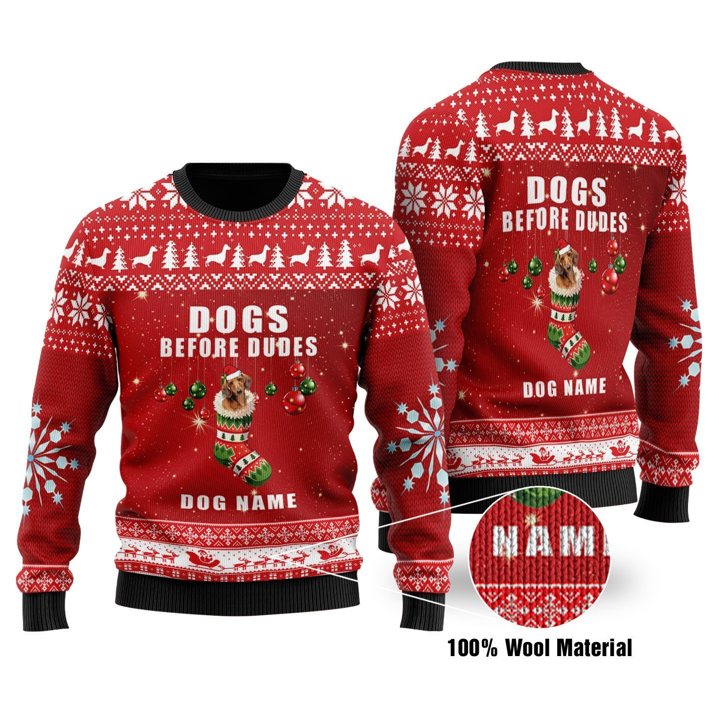 Dogs Before Dudes Ugly Christmas Sweater Adult 3D Funny Matching for family