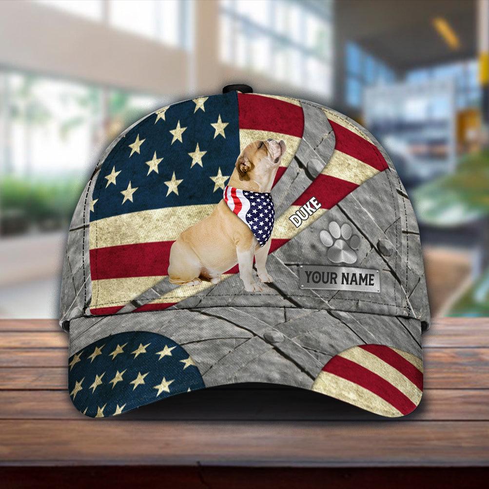 Dogs With USA Flag Background Personalized Classic Cap, Personalized Gift for Dog Lovers, Dog Dad, Dog Mom Trucker Hats Custom Hats Gifts For Men & Women