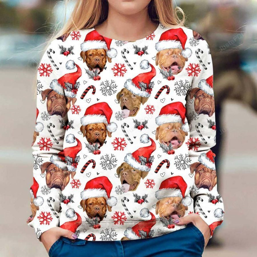 Dogue De Bordeaux Dog Ugly Christmas Sweater Adult 3D Funny Matching for family